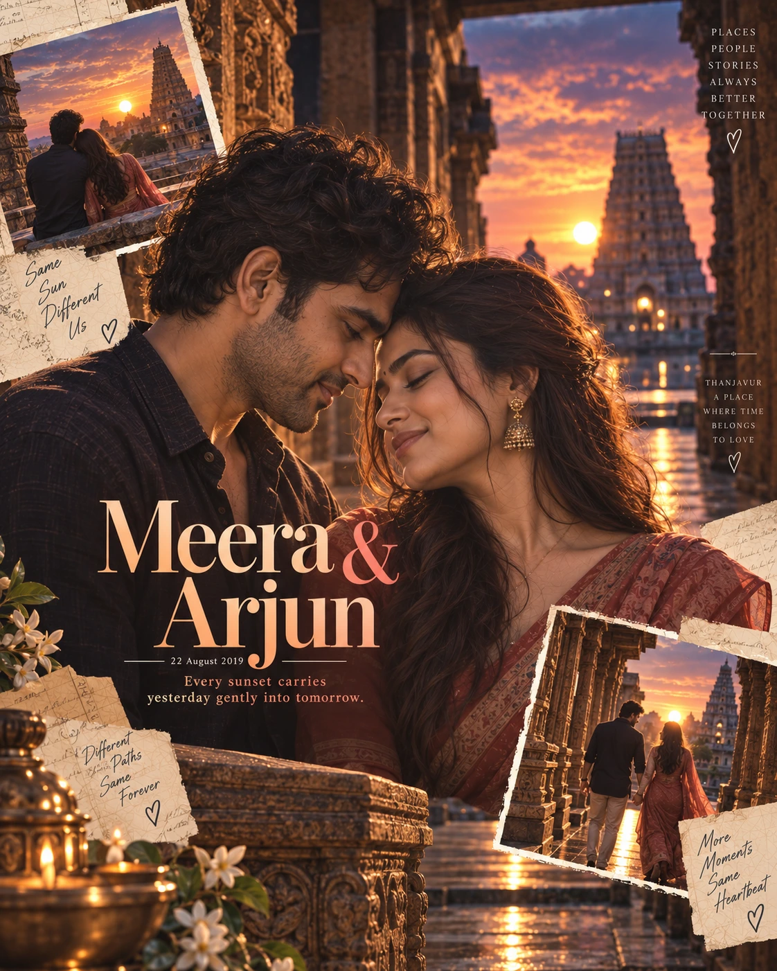 Thanjavur Profile Echo Sunset Love — Engagement AI poster reference