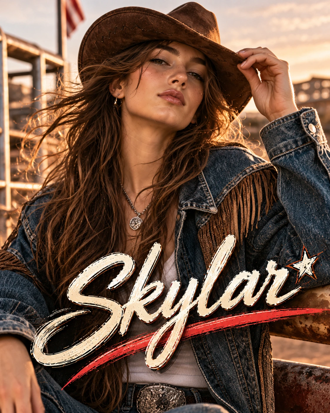 Skylar — Western Revival Editorial Closeup Profile Poster — Instagram Posts AI poster reference