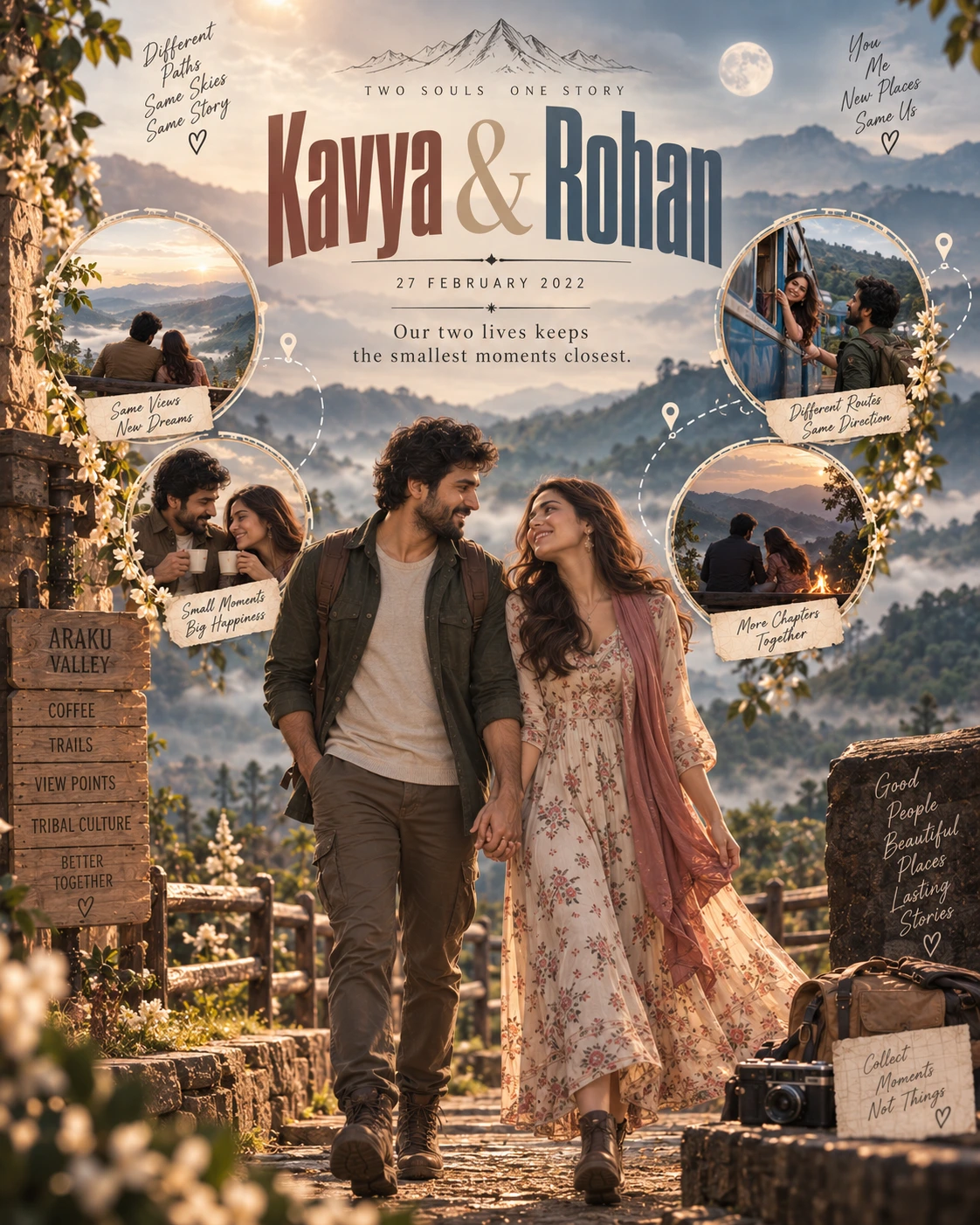 Araku Valley Flashback Orbit Two Souls — Wedding AI poster reference