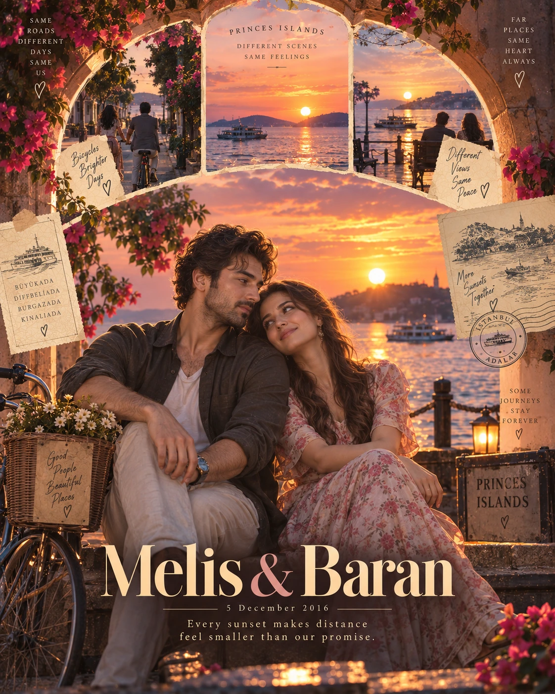 Island Ride Memory Portal Sunset Love — Engagement AI poster reference