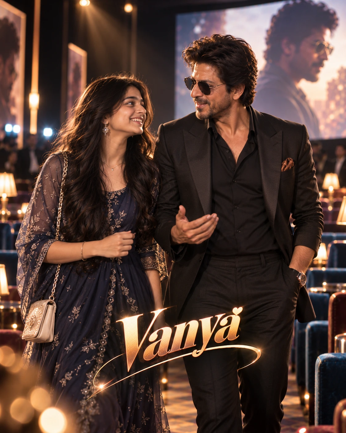 Vanya with Shah Rukh Khan — Cinematic Shadow-And-Rim Contrast Dream Poster — Instagram Posts AI poster reference