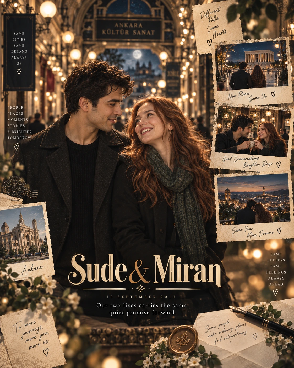 Ankara Deco Bokeh Vignettes Two Souls — Wedding AI poster reference