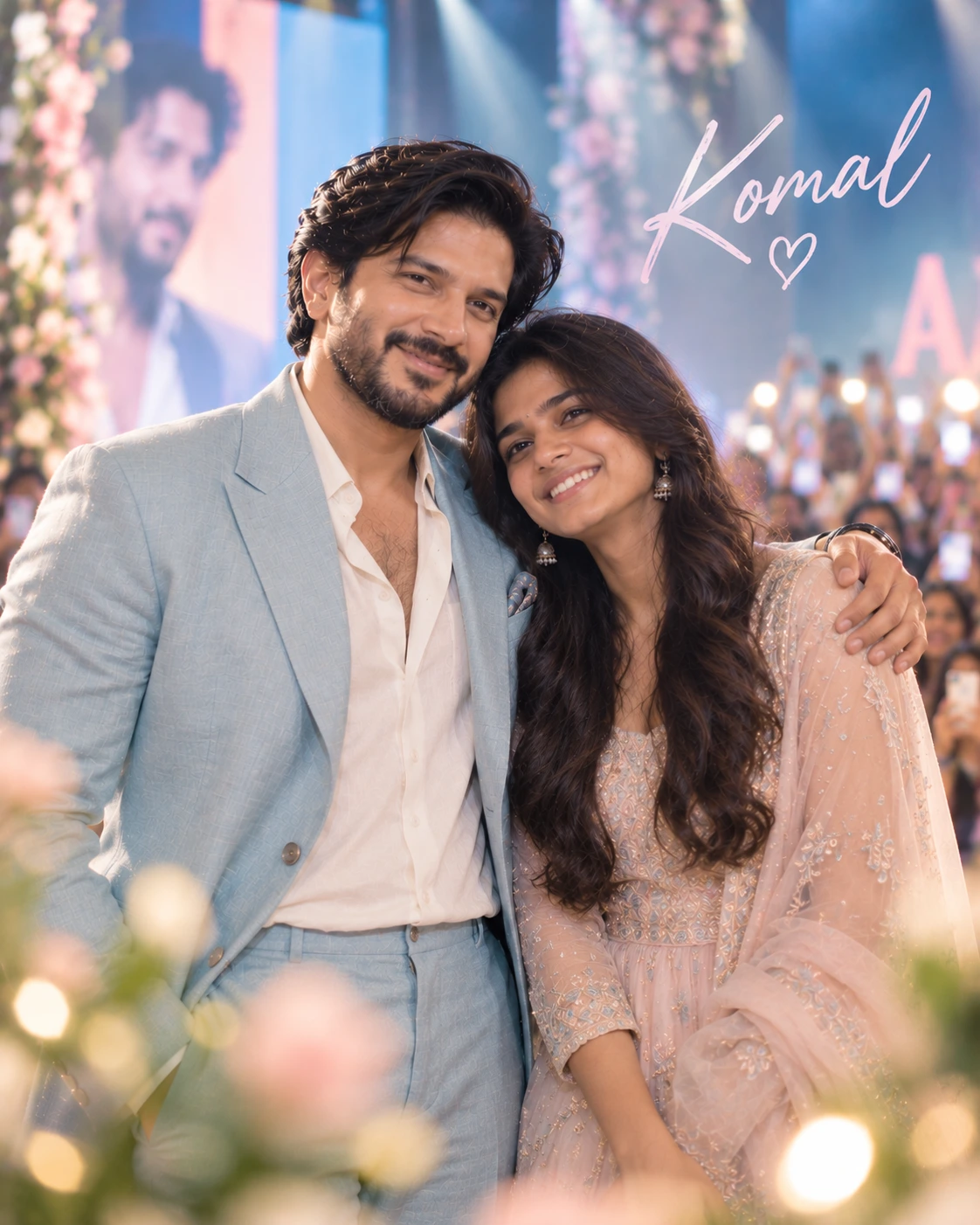 Komal with Dulquer Salmaan — Pastel Editorial Softness Dream Poster — Instagram Posts AI poster reference
