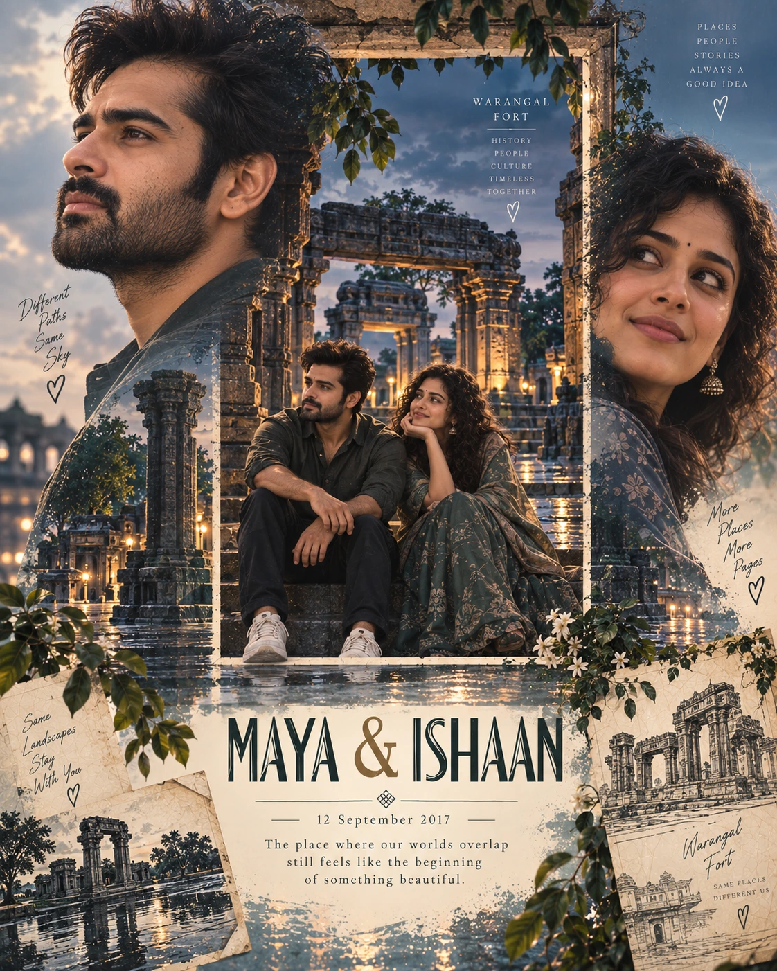 Warangal Window Overlay Double Exposure — Anniversary AI poster reference