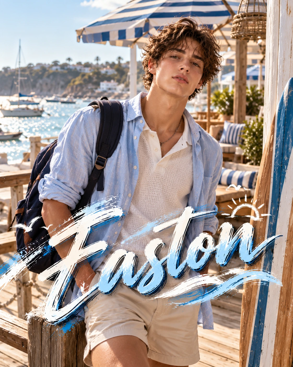 Easton — Coastal Prep Environmental Halfbody Profile Poster — Instagram Posts AI poster reference