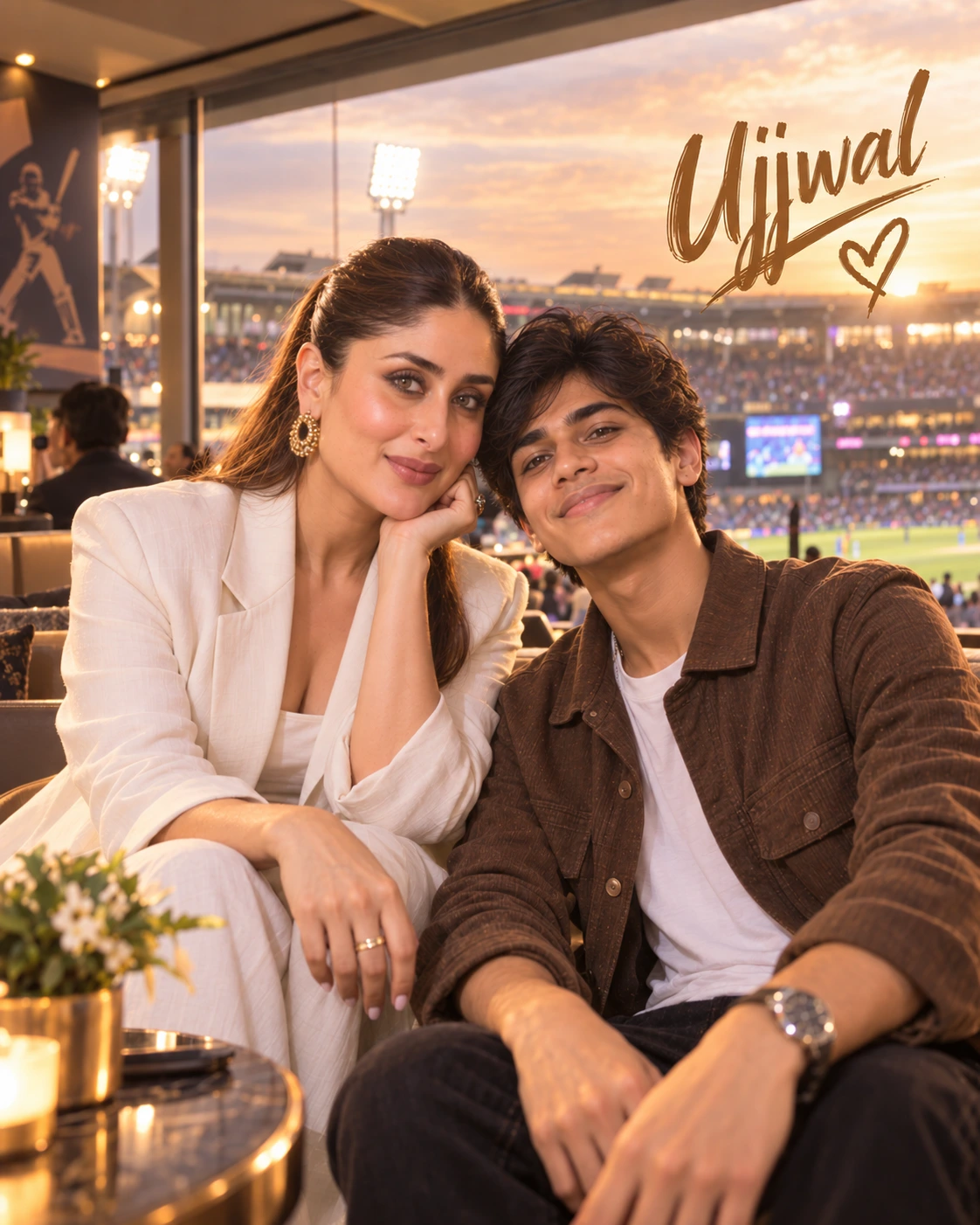Ujjwal with Kareena Kapoor Khan — Golden-Hour Glow Dream Poster — Instagram Posts AI poster reference