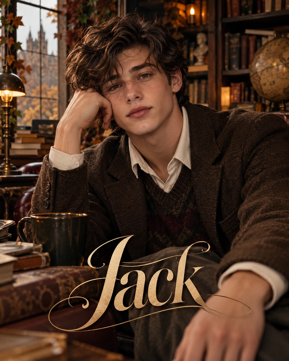 Jack — Dark Academia Lite Editorial Closeup Profile Poster — Instagram Posts AI poster reference