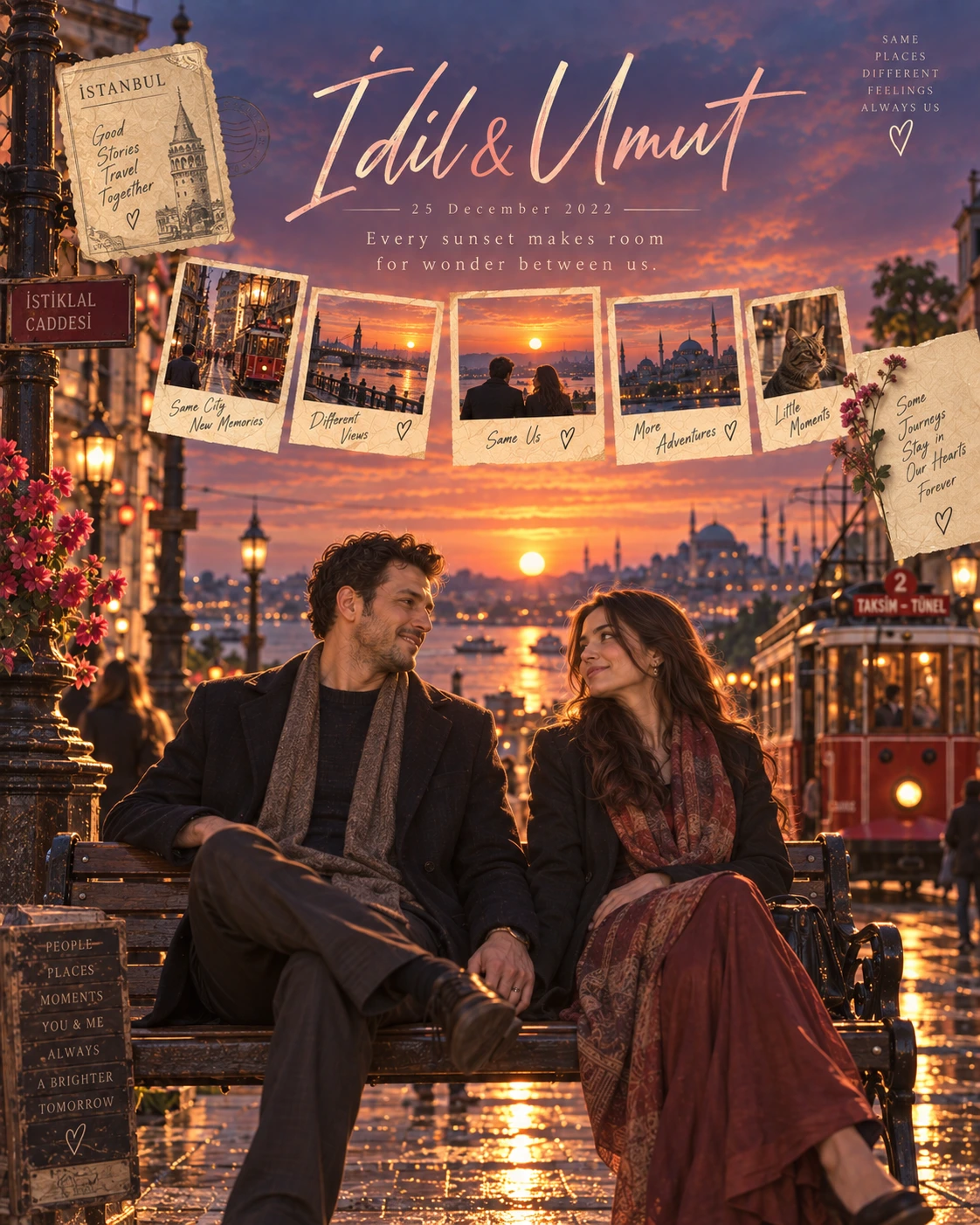 Istanbul Tram Quiet Thumbnails Sunset Love — Engagement AI poster reference