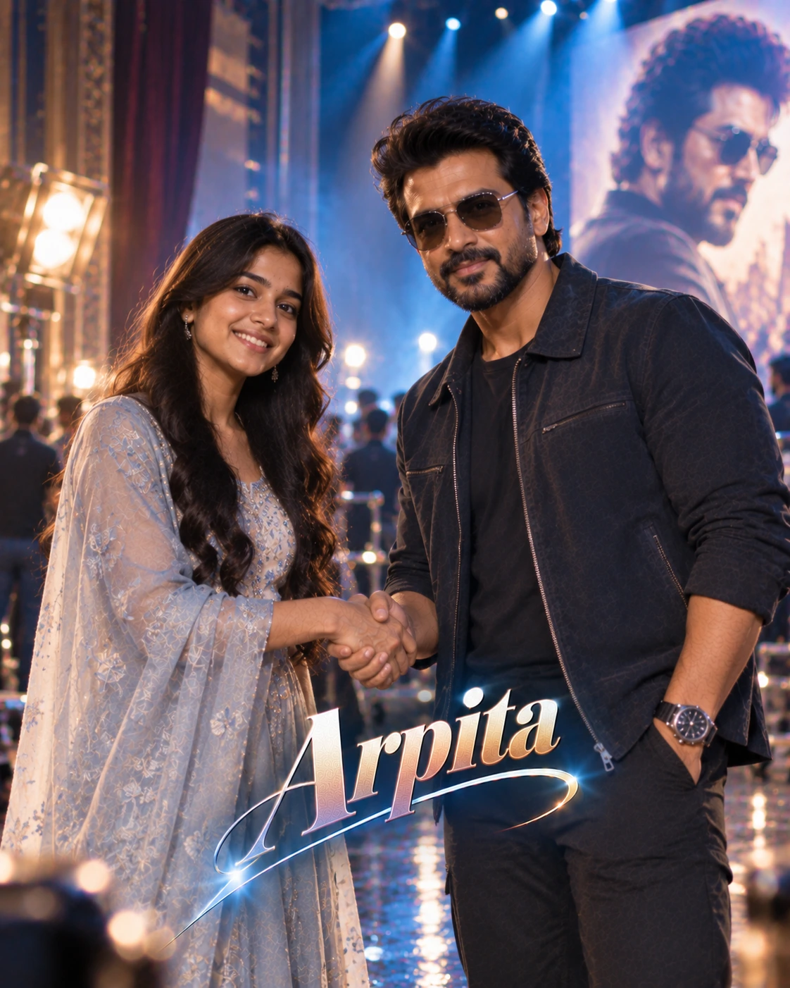 Arpita with Ram Charan — Blue-Hour Cinematic Calm Dream Poster — Instagram Posts AI poster reference