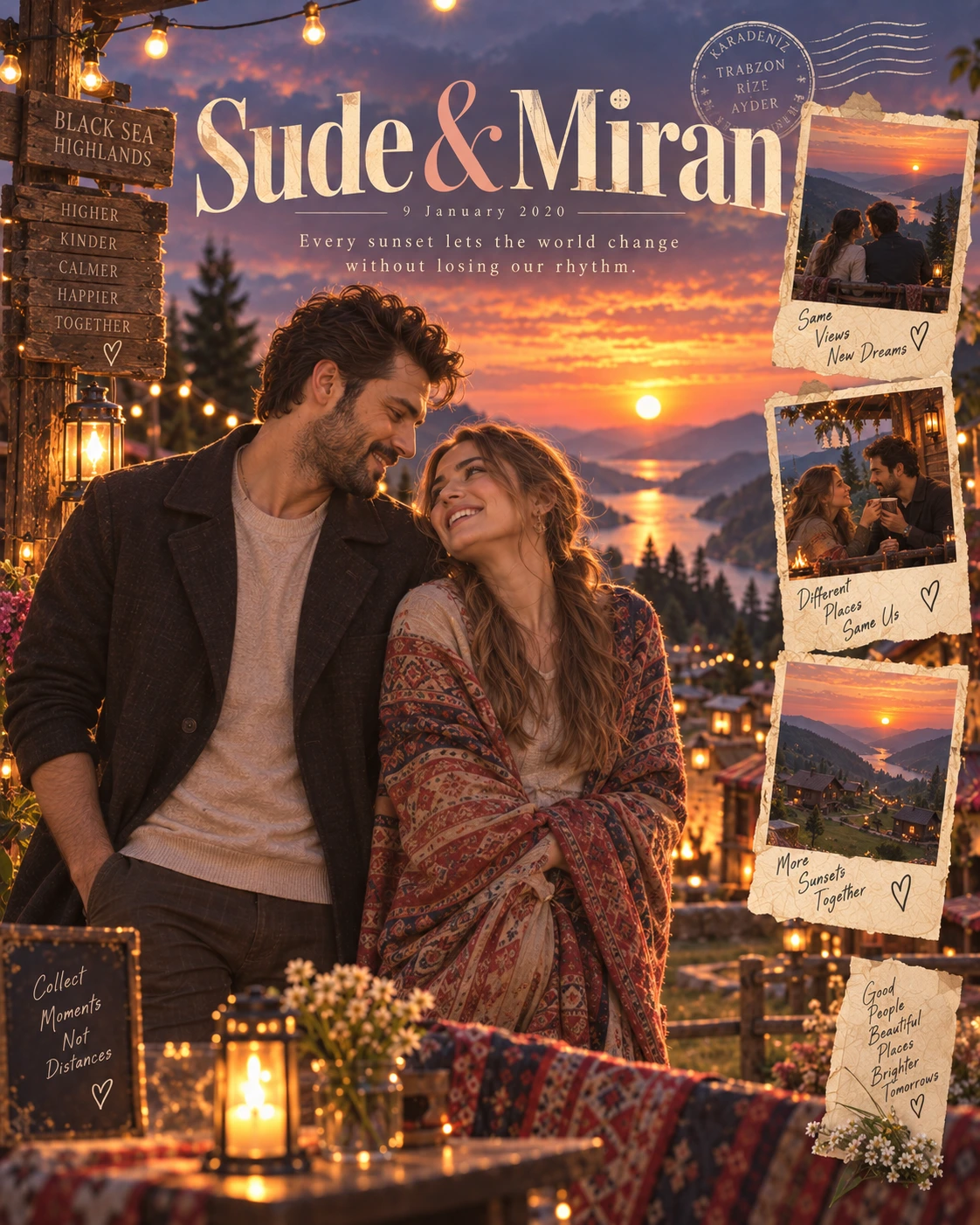 Highland Meadow Bokeh Vignettes Sunset Love — Engagement AI poster reference