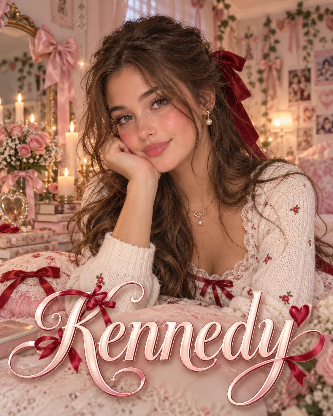 Kennedy — Coquette Revival Editorial Closeup Profile Poster — Instagram Posts AI poster reference