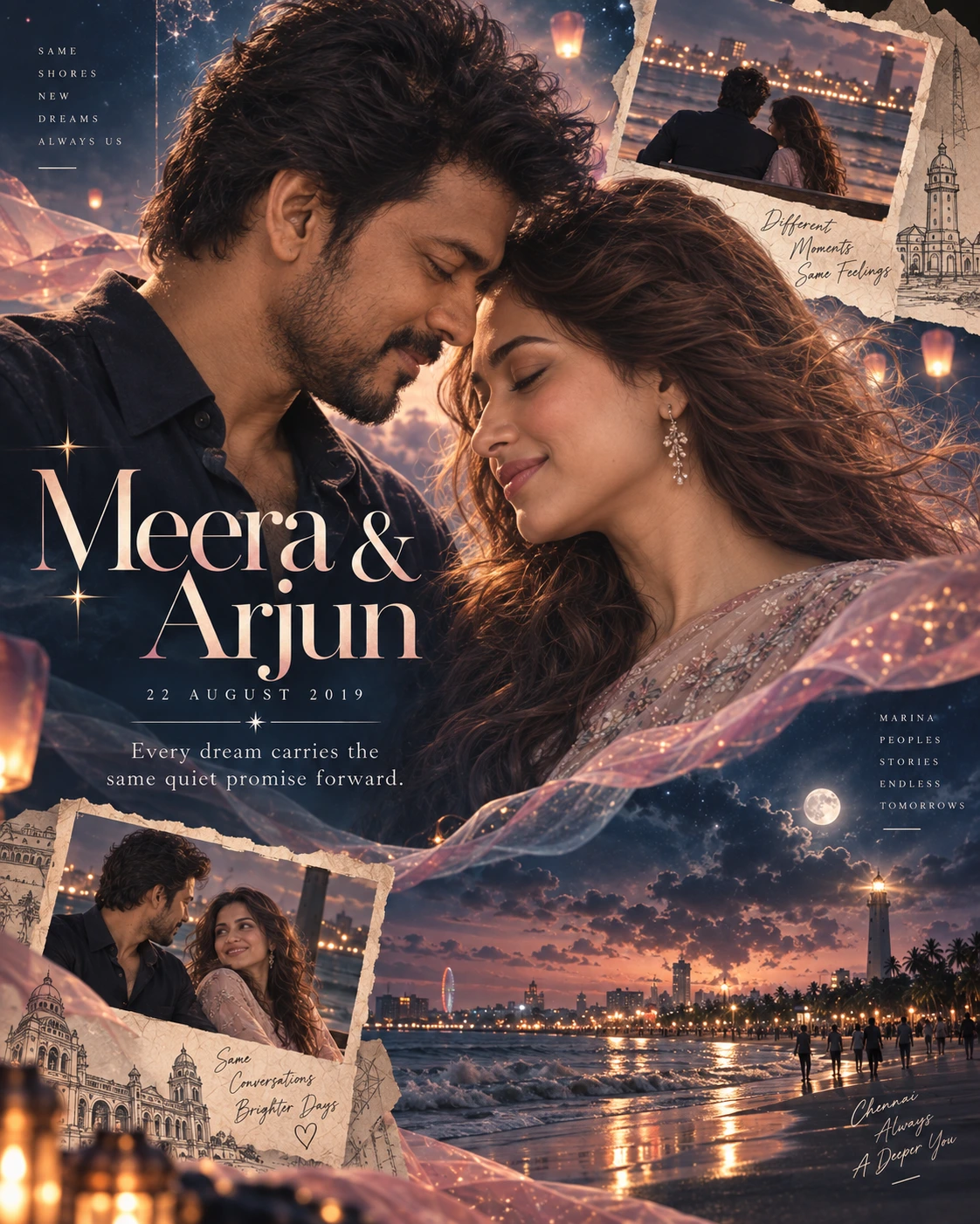 Marina Profile Echo Dreamscape Couple — Engagement AI poster reference