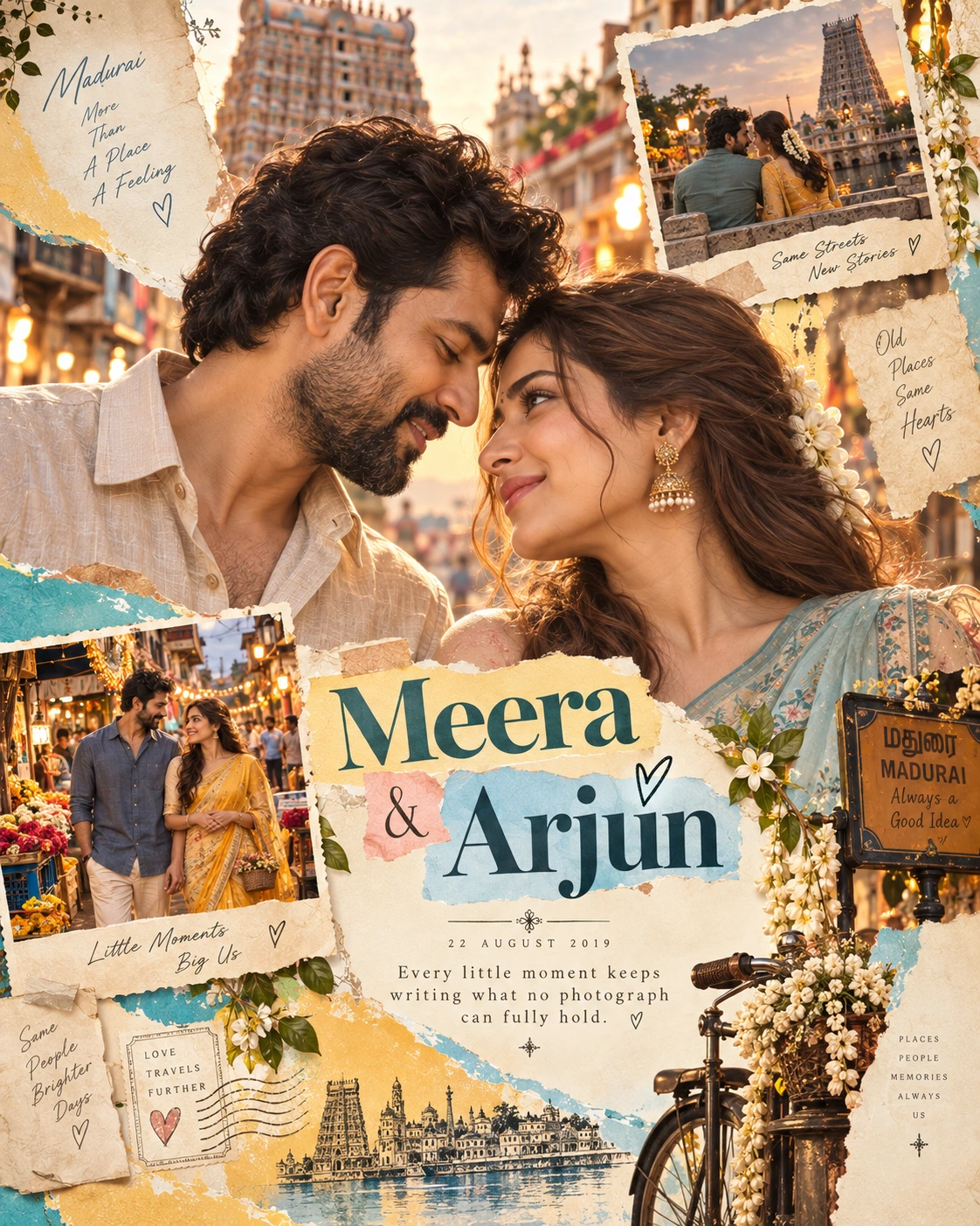Madurai Street Profile Echo Whimsical Collage — Engagement AI poster reference