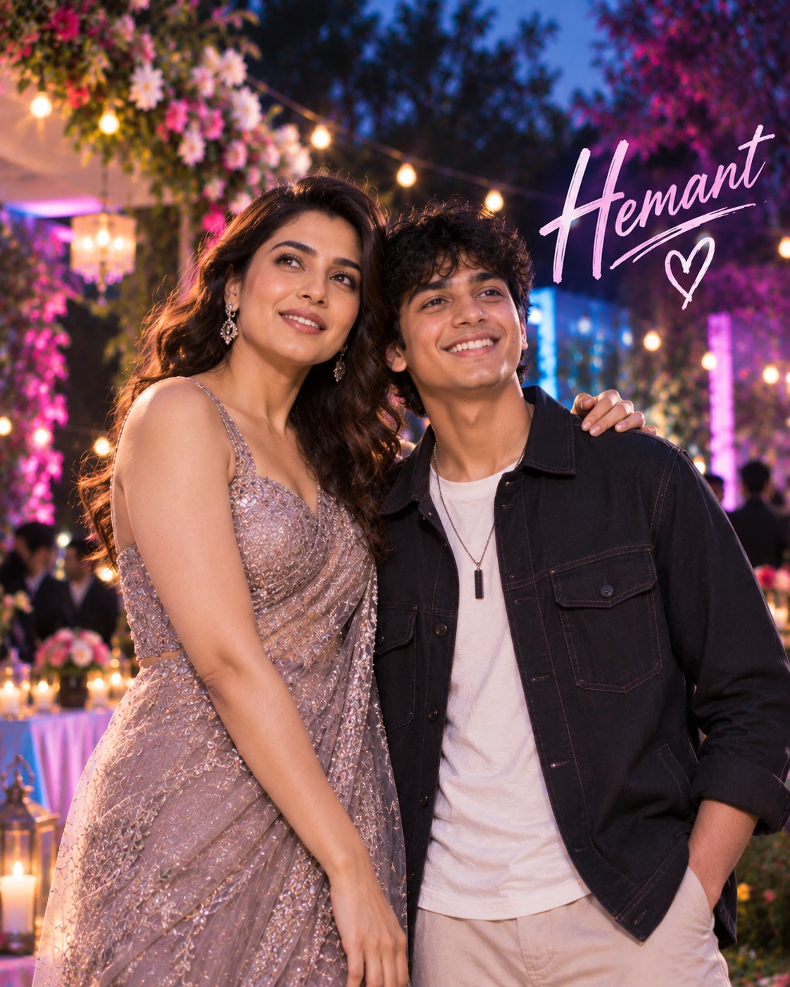 Hemant with Samantha Ruth Prabhu — Neon Night Energy Dream Poster — Instagram Posts AI poster reference