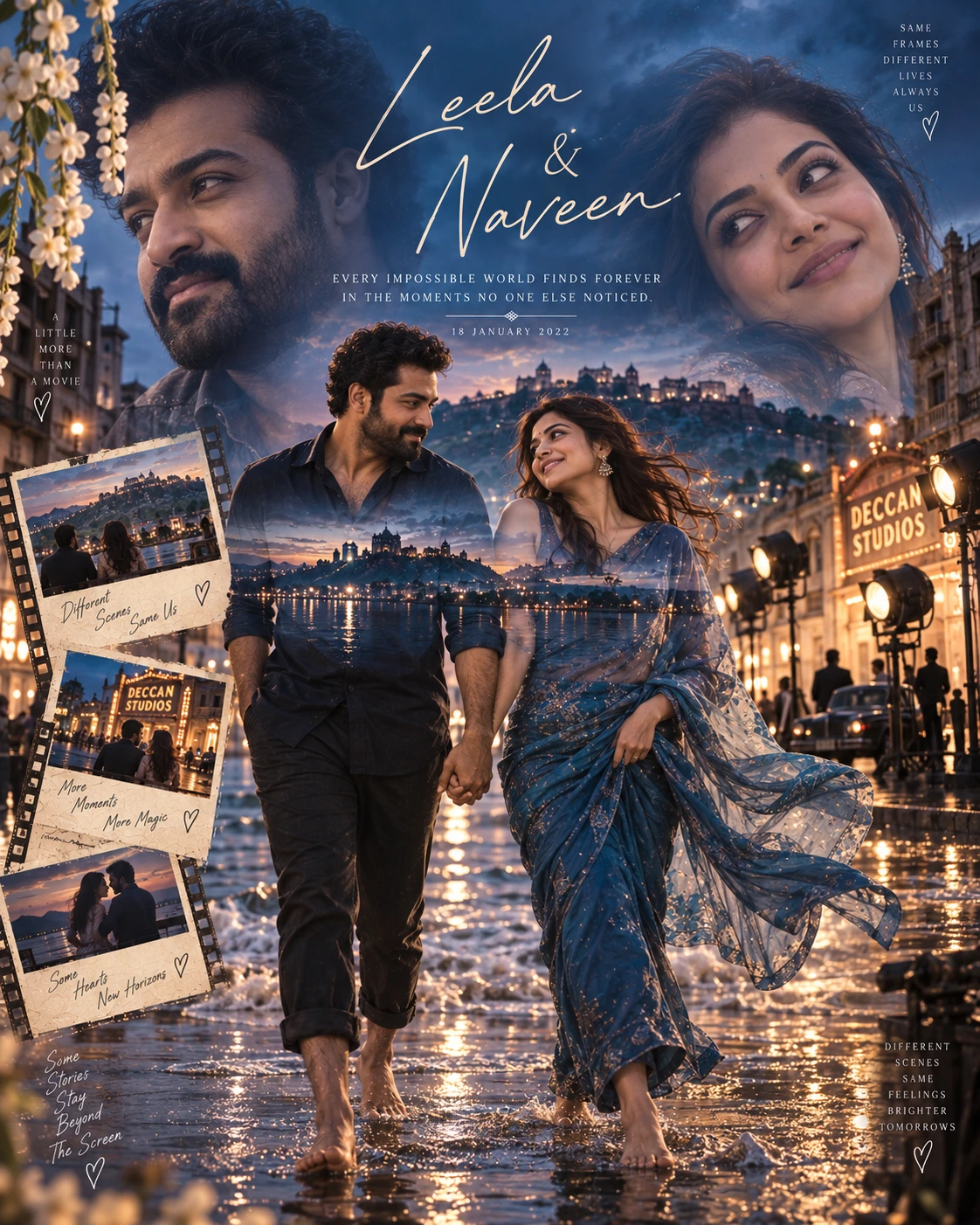 Deccan Backlot Double Horizon Surreal Romance — Engagement AI poster reference