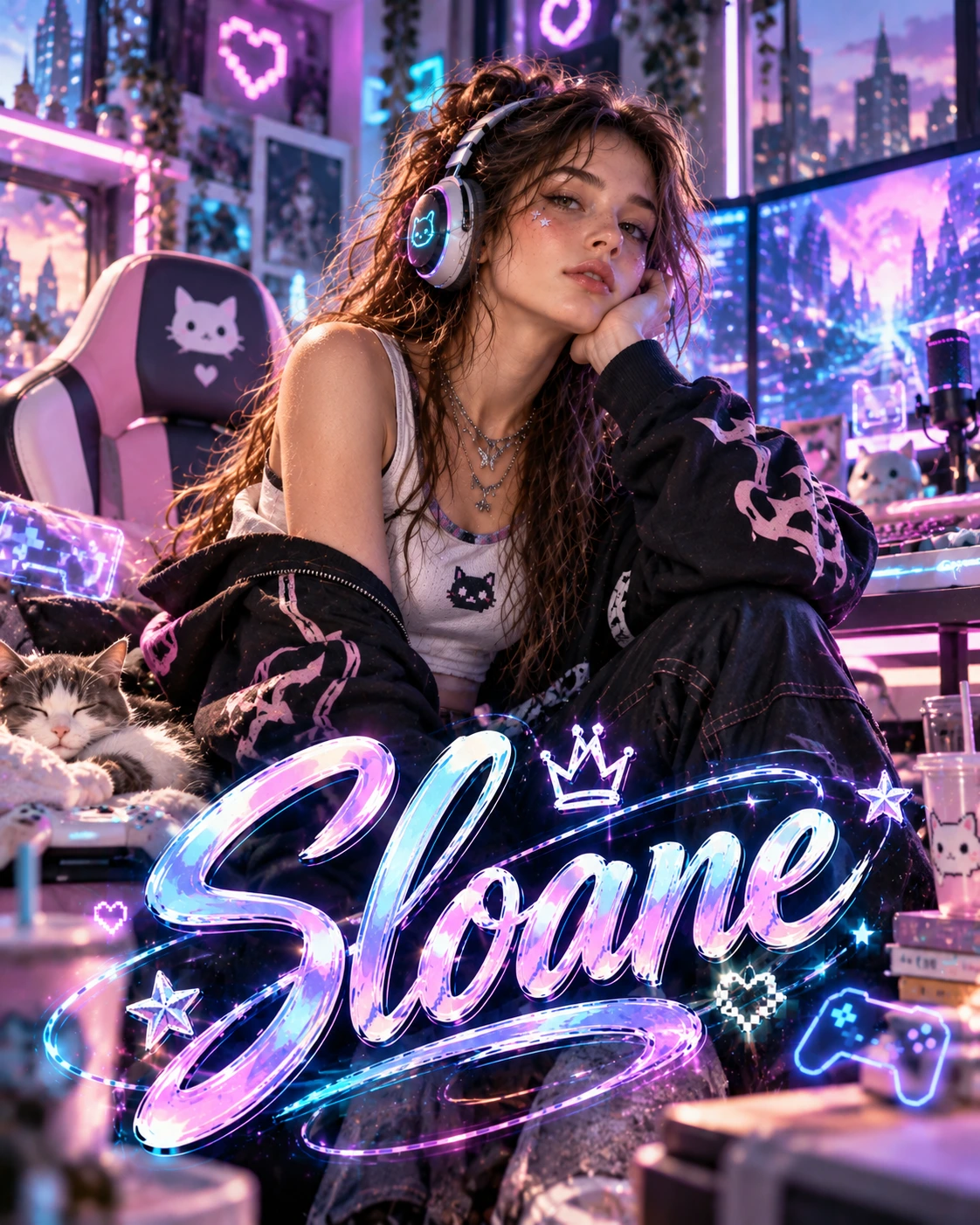 Sloane — Player One Environmental Halfbody Profile Poster — Instagram Posts AI poster reference