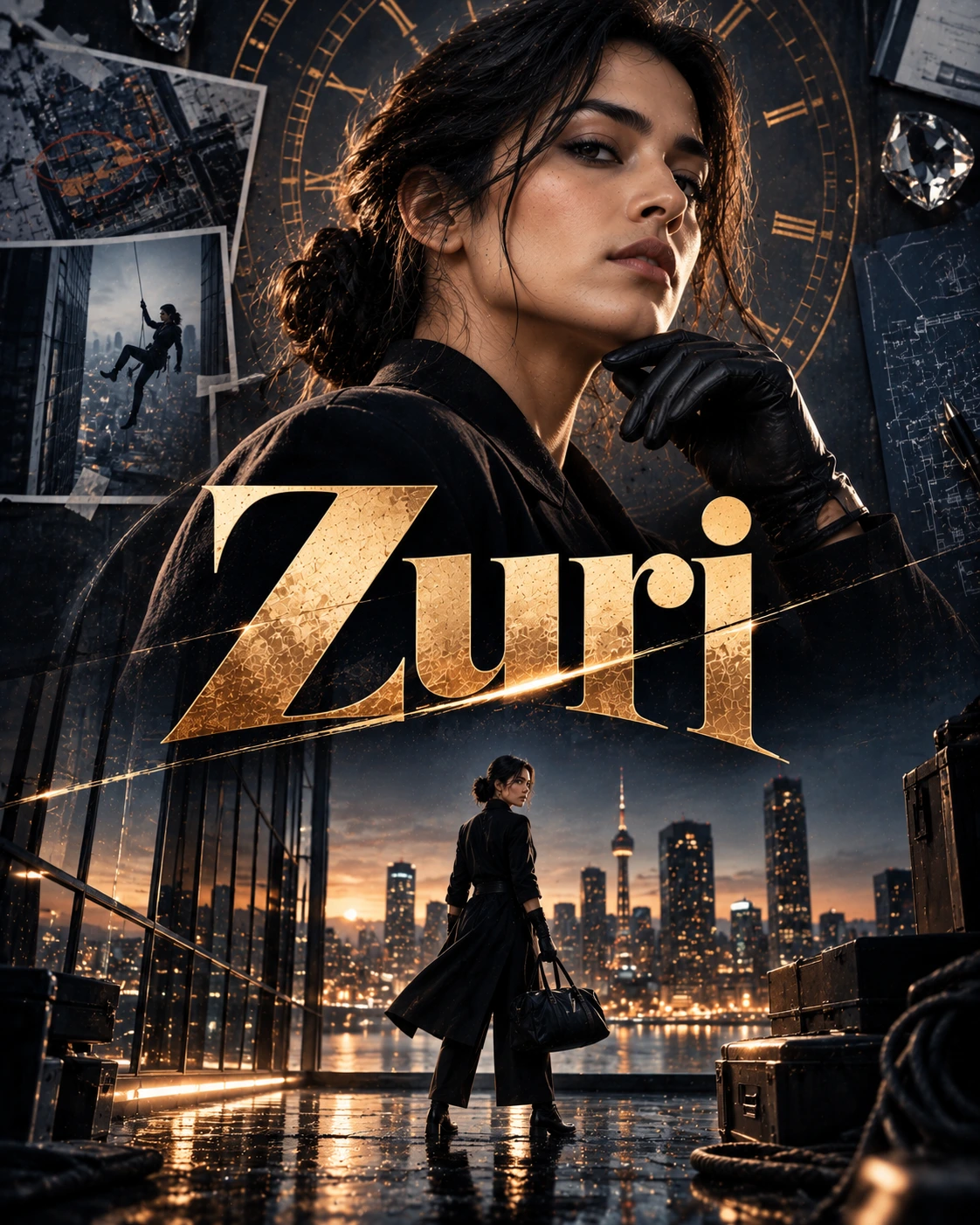 Zuri — Heist Thriller Towering Portrait Instagram Poster — Instagram Posts AI poster reference