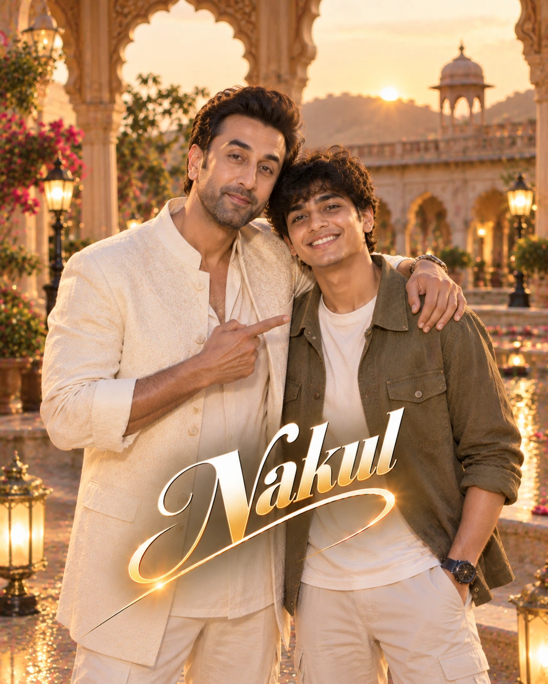 Nakul with Ranbir Kapoor — Golden-Hour Glow Dream Poster — Instagram Posts AI poster reference
