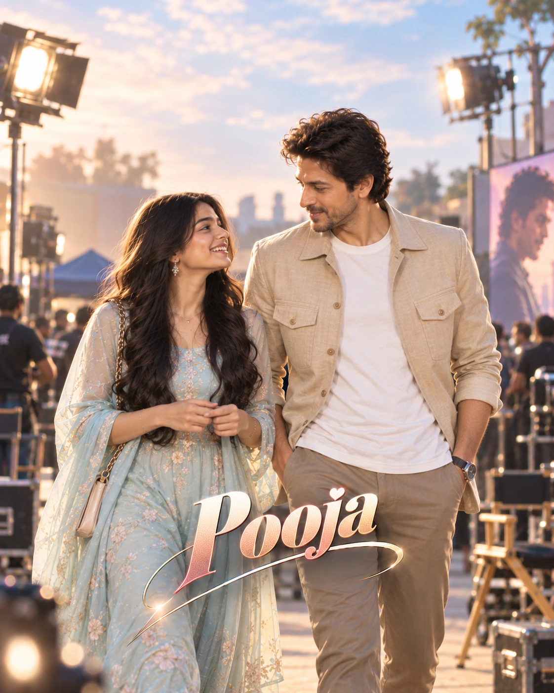 Pooja with Mahesh Babu — Pastel Editorial Softness Dream Poster — Instagram Posts AI poster reference