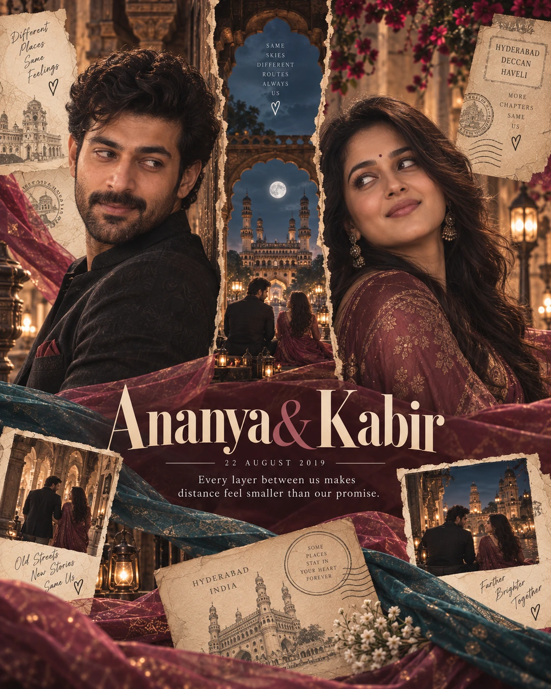 Deccan Haveli Horizon Window Layered Romance — Anniversary AI poster reference