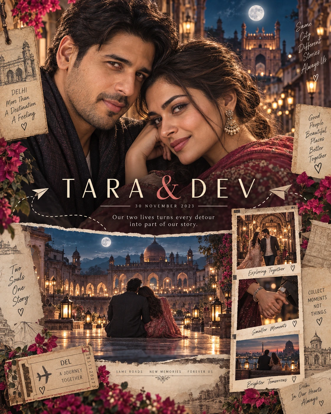 Delhi Arcade Horizon Strip Two Souls — Wedding AI poster reference