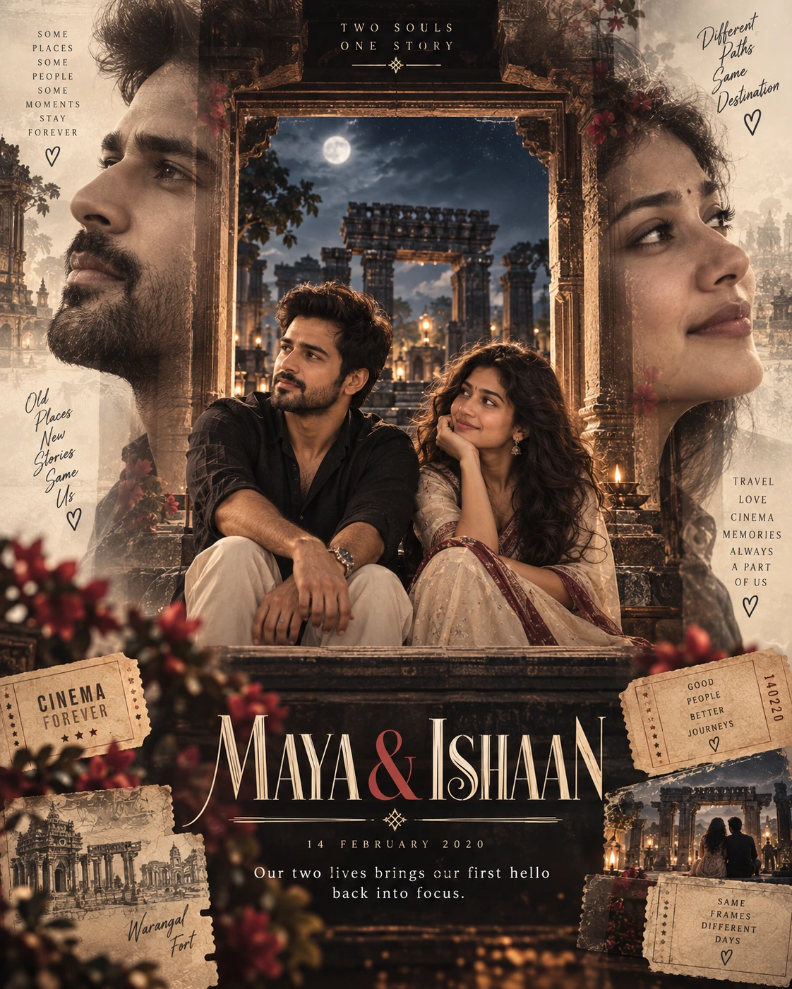 Warangal Window Overlay Two Souls — Wedding AI poster reference