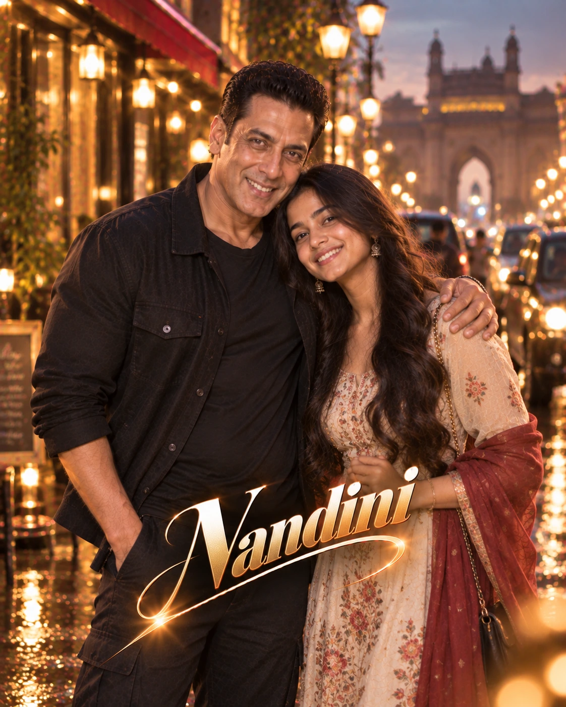 Nandini with Akshay Kumar — Warm Tungsten Luxury Dream Poster — Instagram Posts AI poster reference