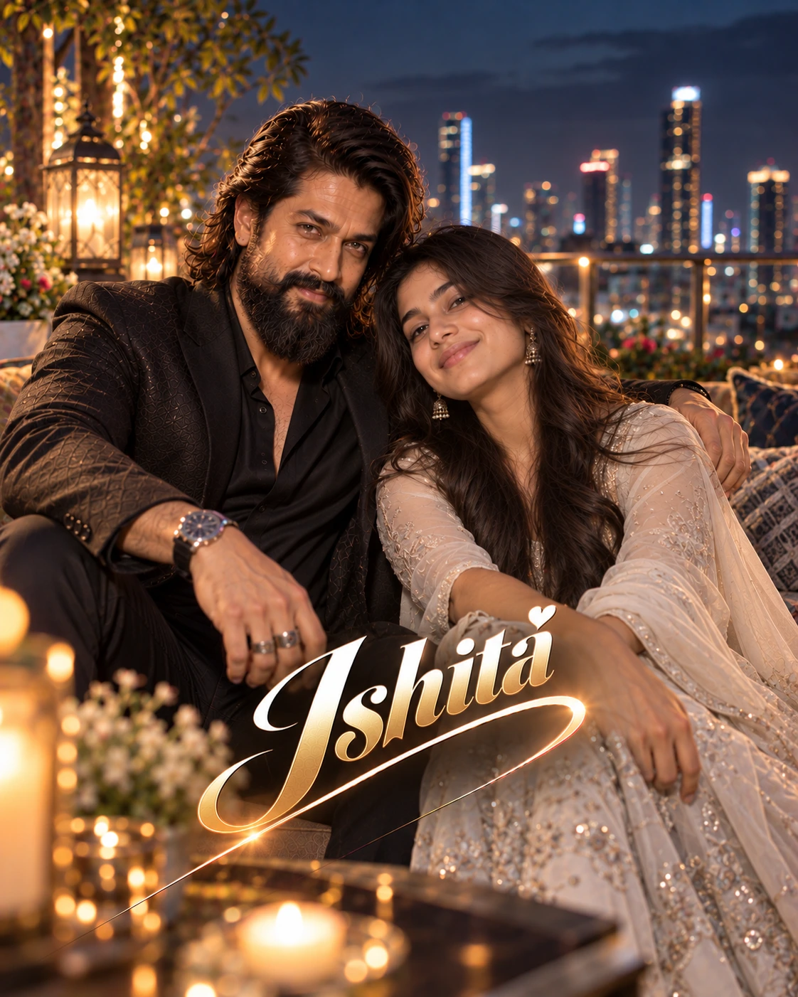 Ishita with Yash — Cinematic Shadow-And-Rim Contrast Dream Poster — Instagram Posts AI poster reference