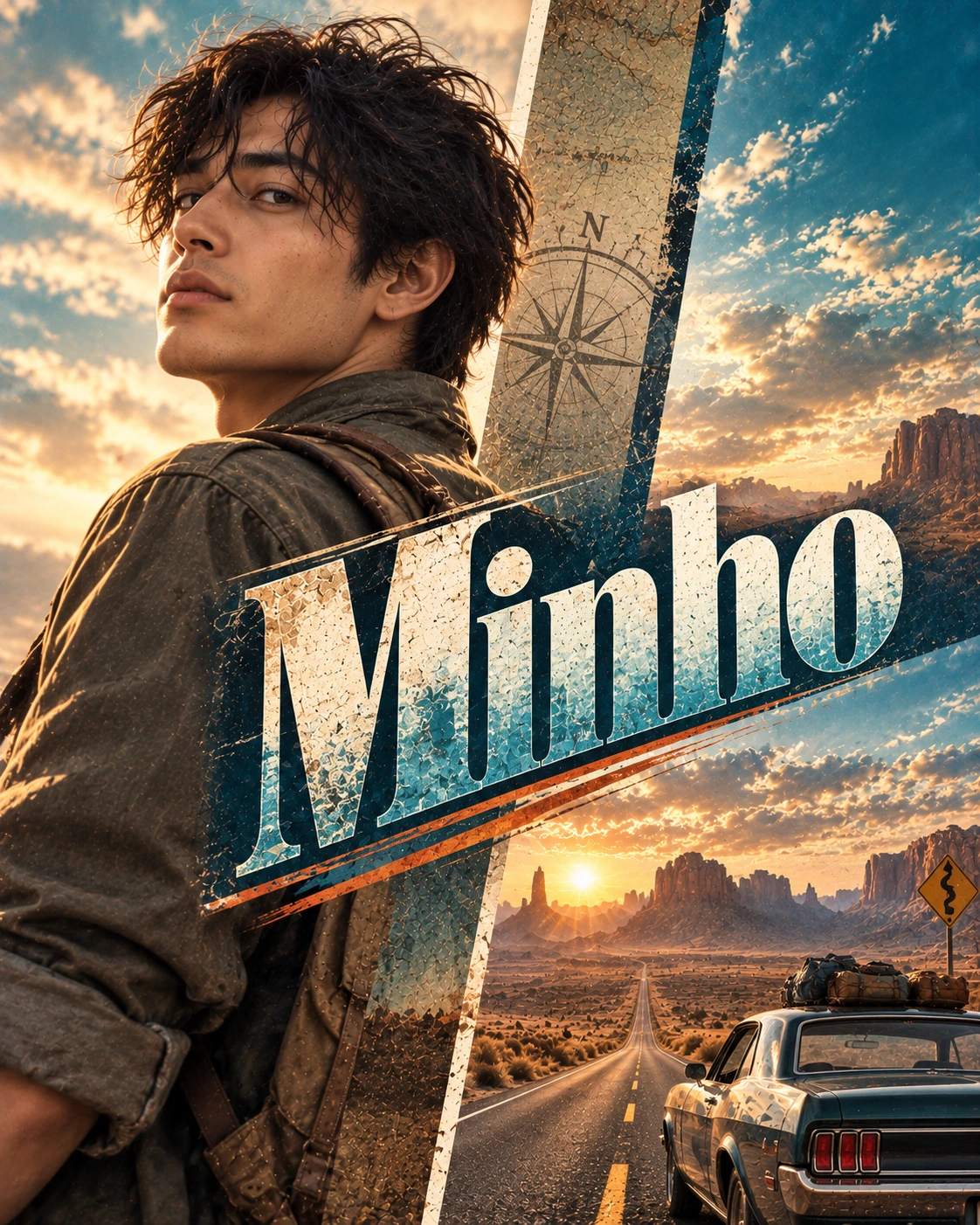Minho — Road Movie Split Character Instagram Poster — Instagram Posts AI poster reference