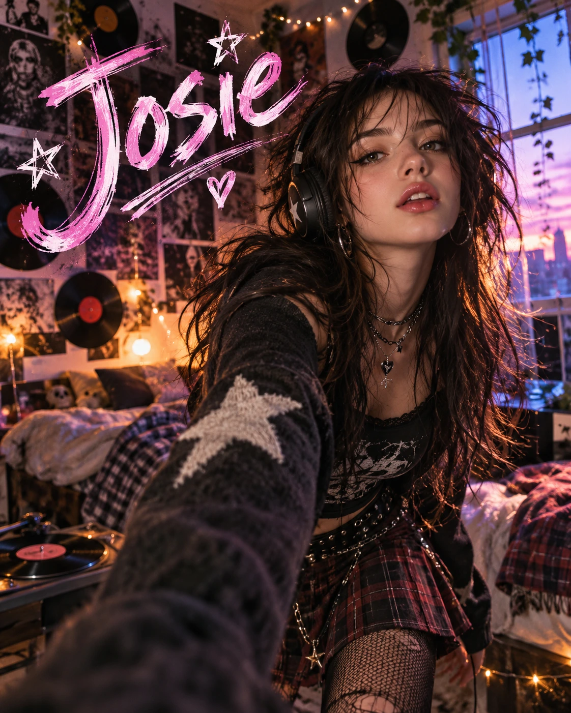 Josie — Soft Grunge Bedroom Motion Energy Profile Poster — Instagram Posts AI poster reference