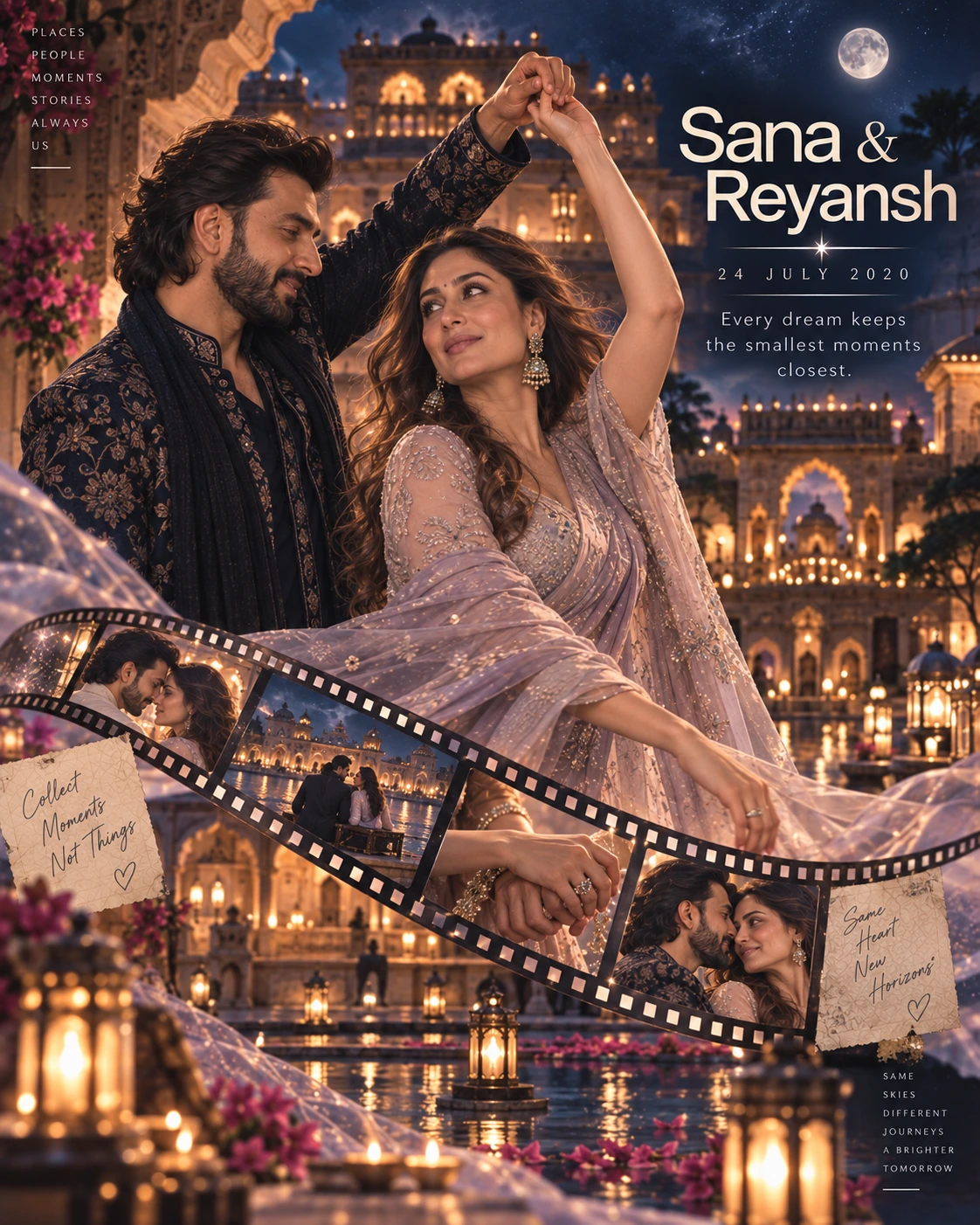 Haveli Filmstrip Dance Dreamscape Couple — Engagement AI poster reference