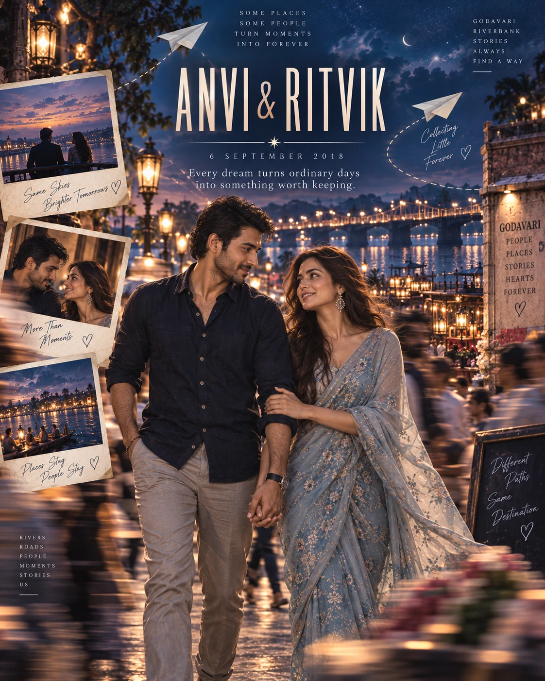 Godavari Motion Slices Dreamscape Couple — Engagement AI poster reference
