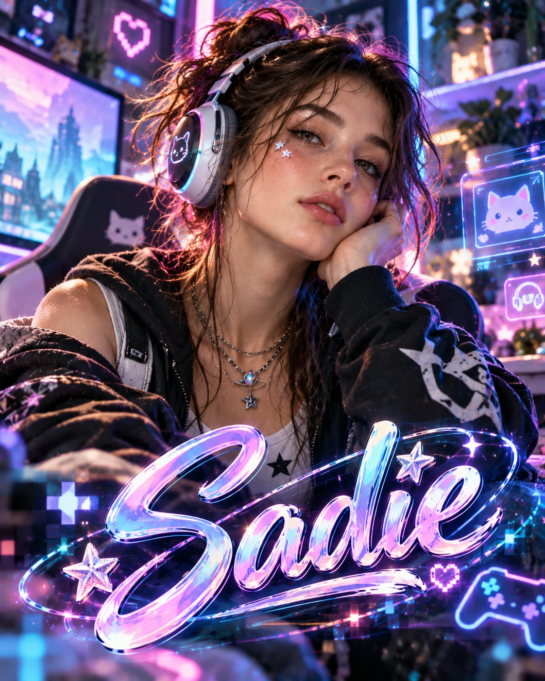 Sadie — Player One Editorial Closeup Profile Poster — Instagram Posts AI poster reference