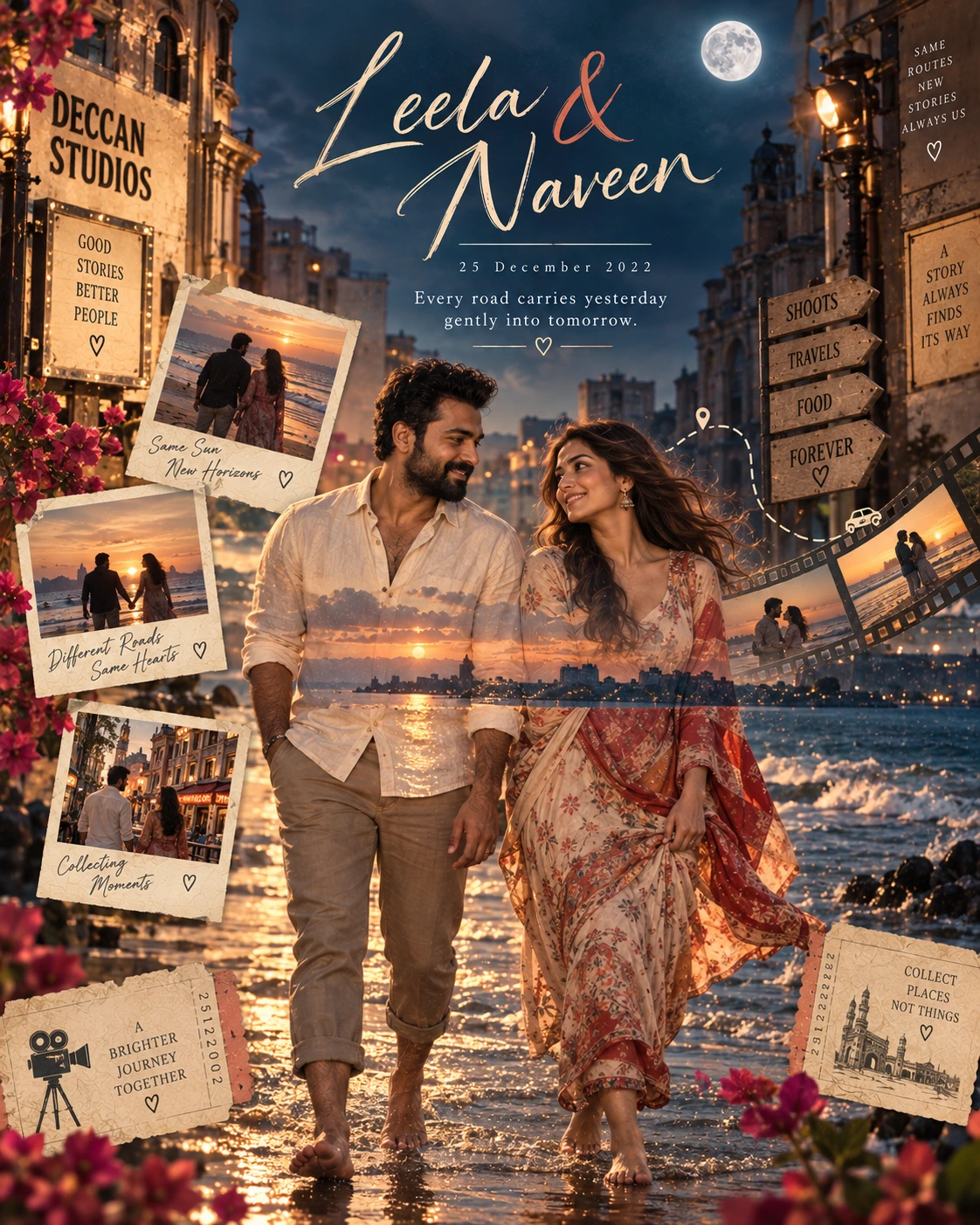 Deccan Backlot Double Horizon Love Journey — Anniversary AI poster reference