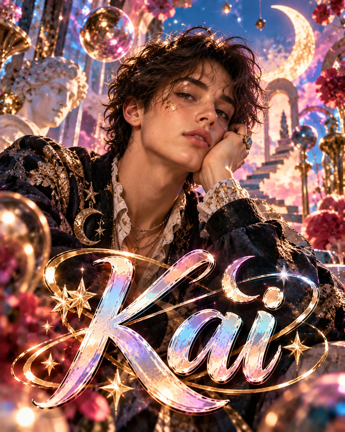 Kai — Surreal Soirée Editorial Closeup Profile Poster — Instagram Posts AI poster reference