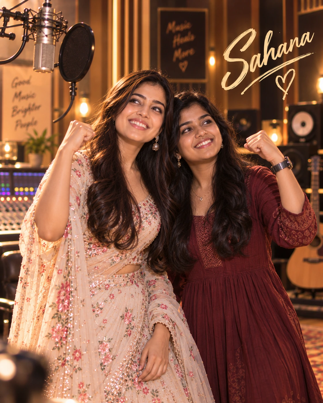 Sahana with Rashmika Mandanna — Warm Tungsten Luxury Dream Poster — Instagram Posts AI poster reference