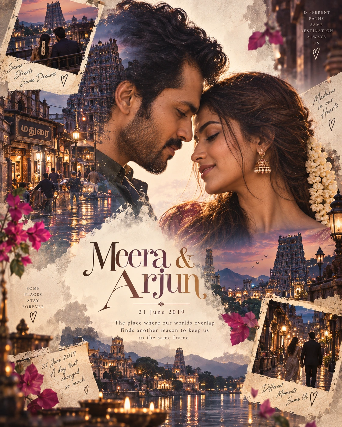 Madurai Street Profile Echo Double Exposure — Anniversary AI poster reference
