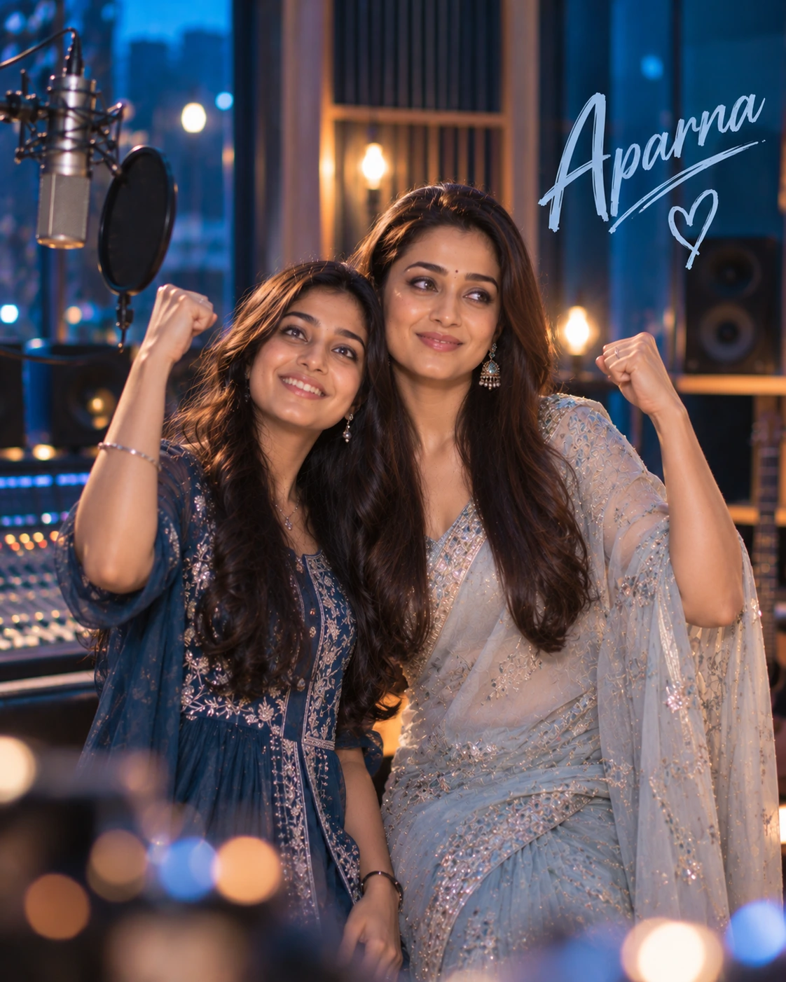 Aparna with Trisha Krishnan — Blue-Hour Cinematic Calm Dream Poster — Instagram Posts AI poster reference