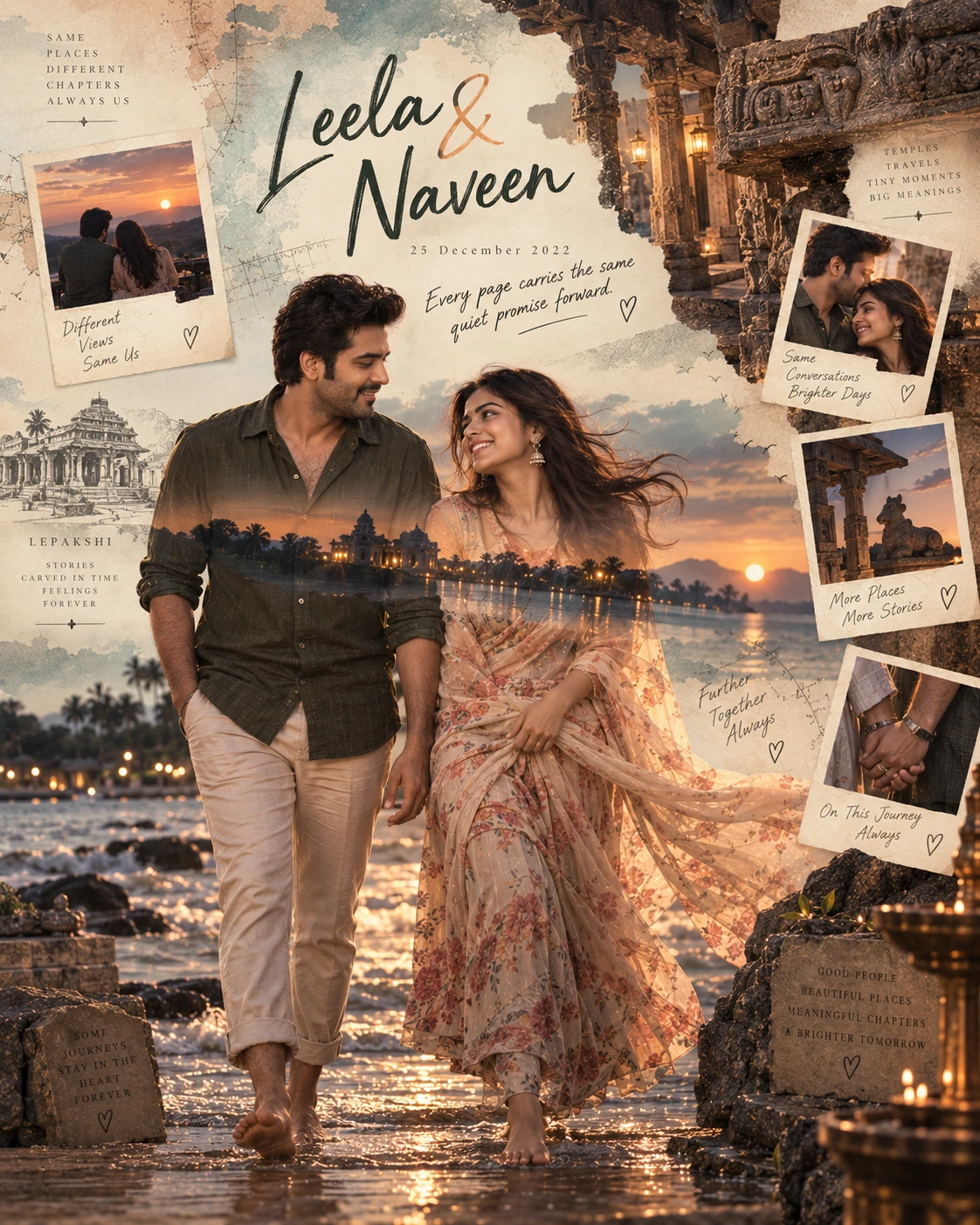 Lepakshi Double Horizon Storybook Love — Anniversary AI poster reference