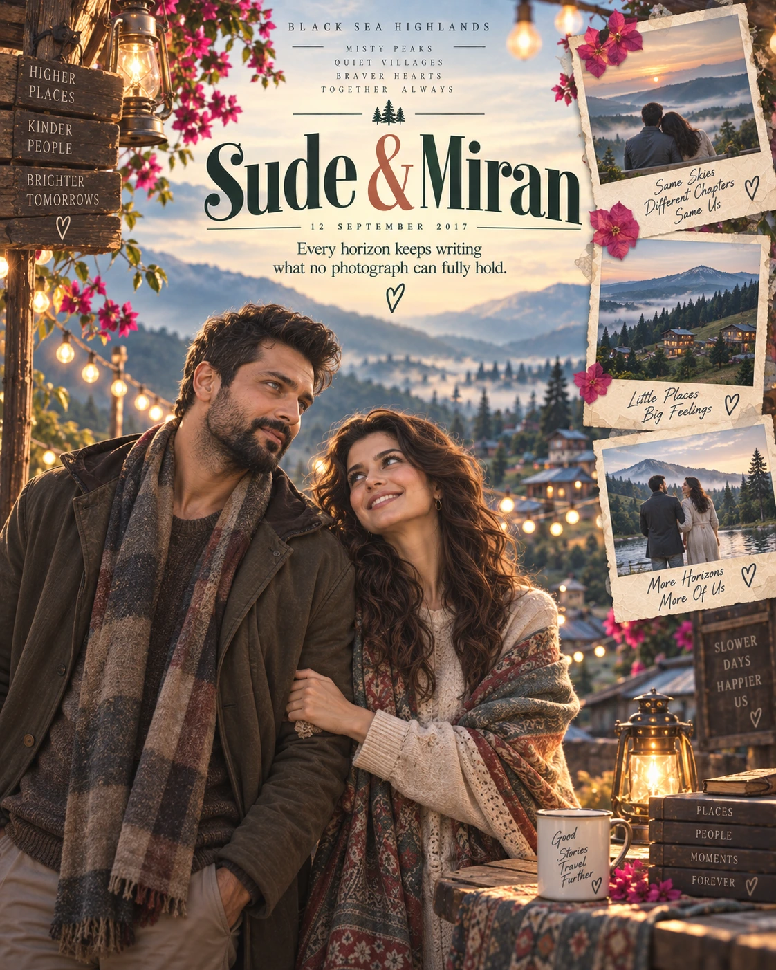 Highland Meadow Bokeh Vignettes Landscape Love — Anniversary AI poster reference