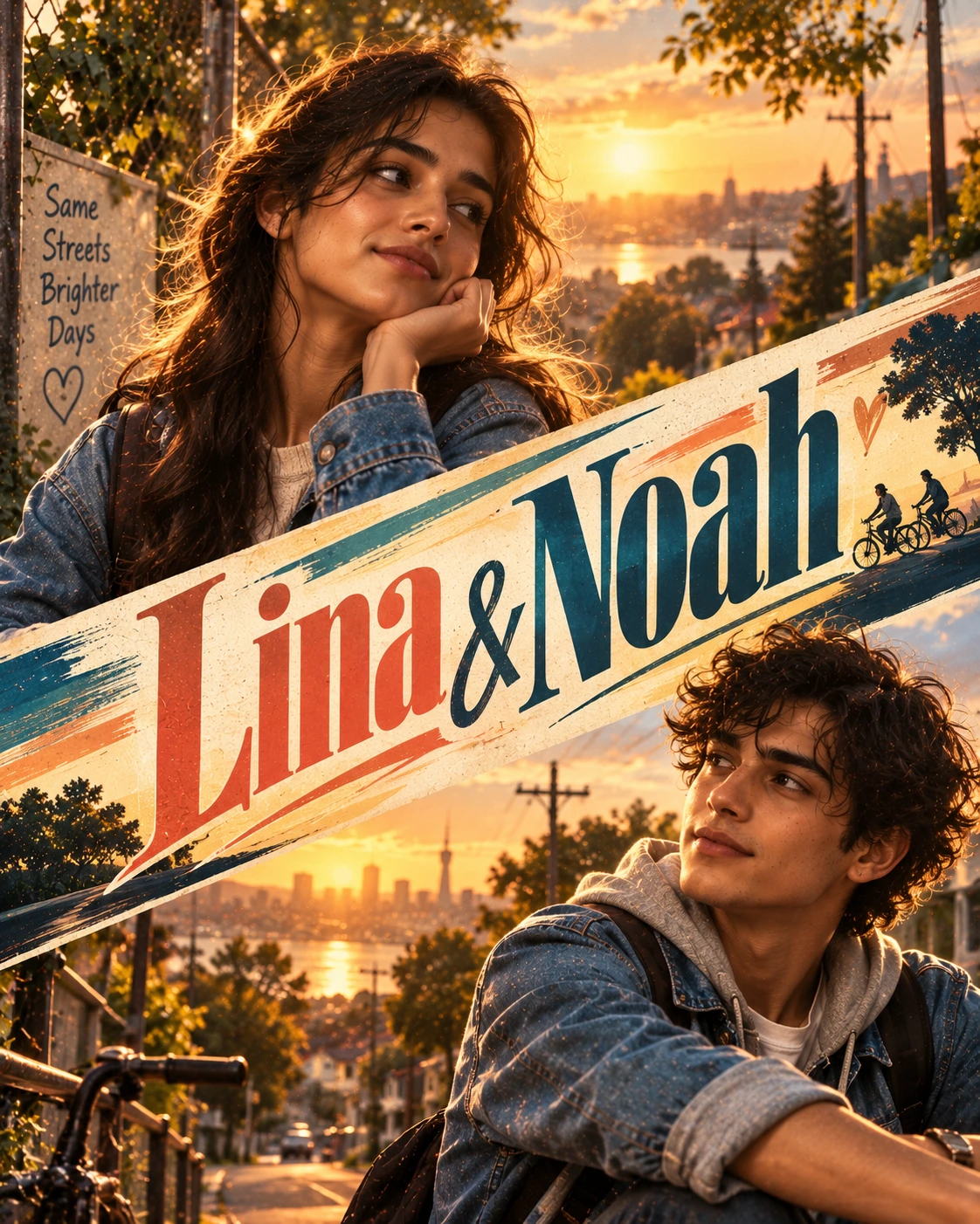 Lina & Noah — Coming-of-Age Diagonal Energy Instagram Poster — Instagram Posts AI poster reference
