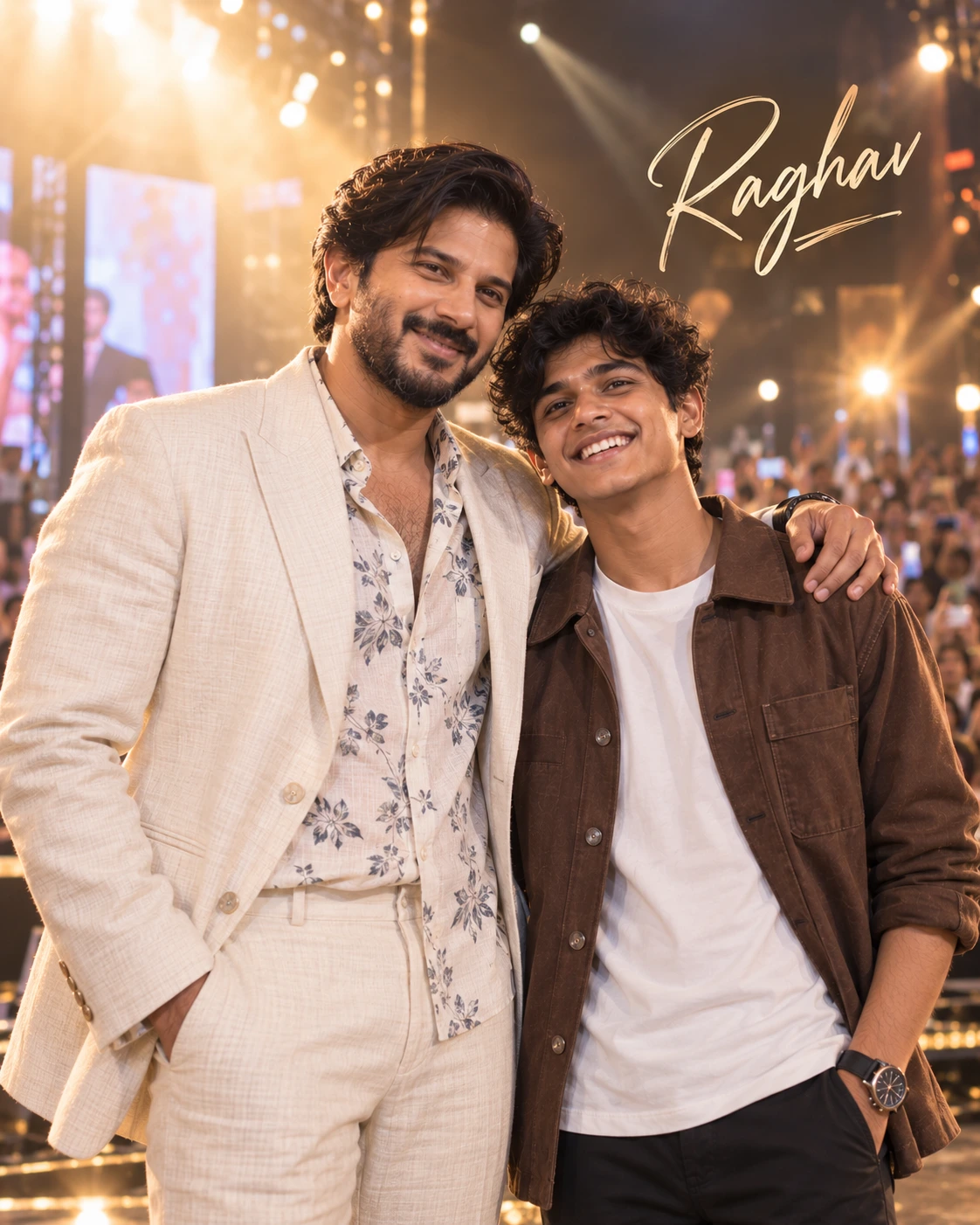 Raghav with Dulquer Salmaan — Golden-Hour Glow Dream Poster — Instagram Posts AI poster reference