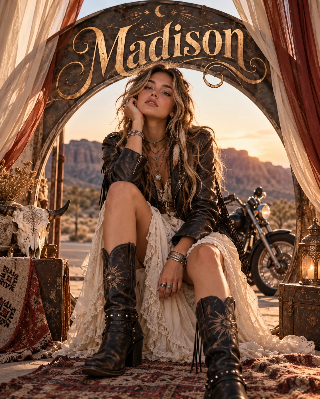 Madison — Moto Boho Framed Space Profile Poster — Instagram Posts AI poster reference