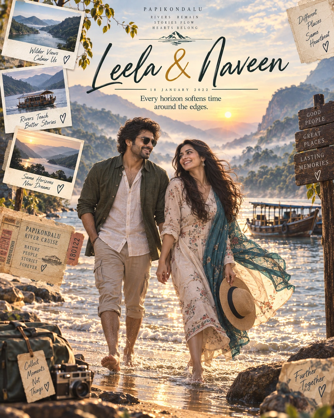 Papikondalu Double Horizon Landscape Love — Anniversary AI poster reference