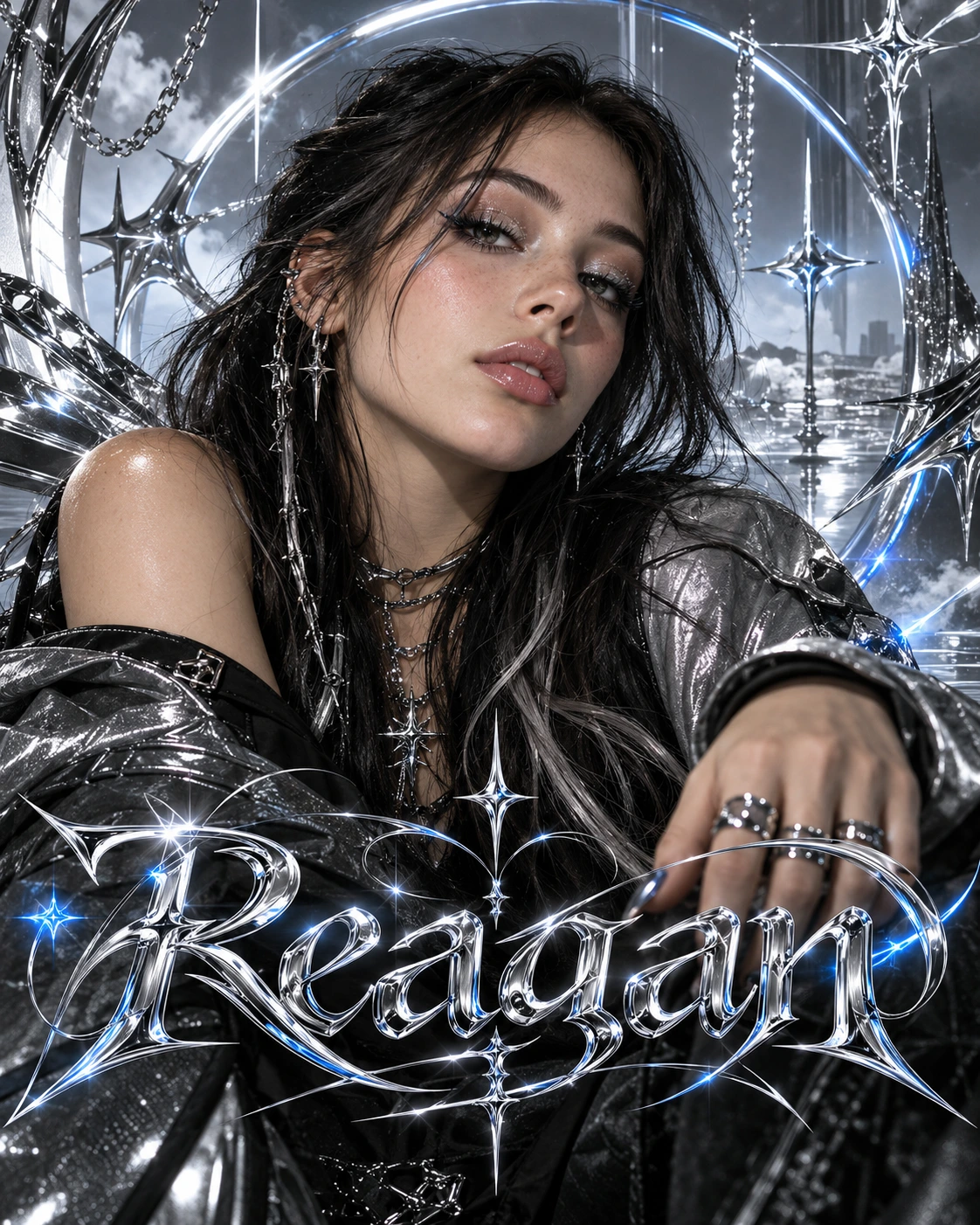 Reagan — Cyber Sigil Editorial Closeup Profile Poster — Instagram Posts AI poster reference