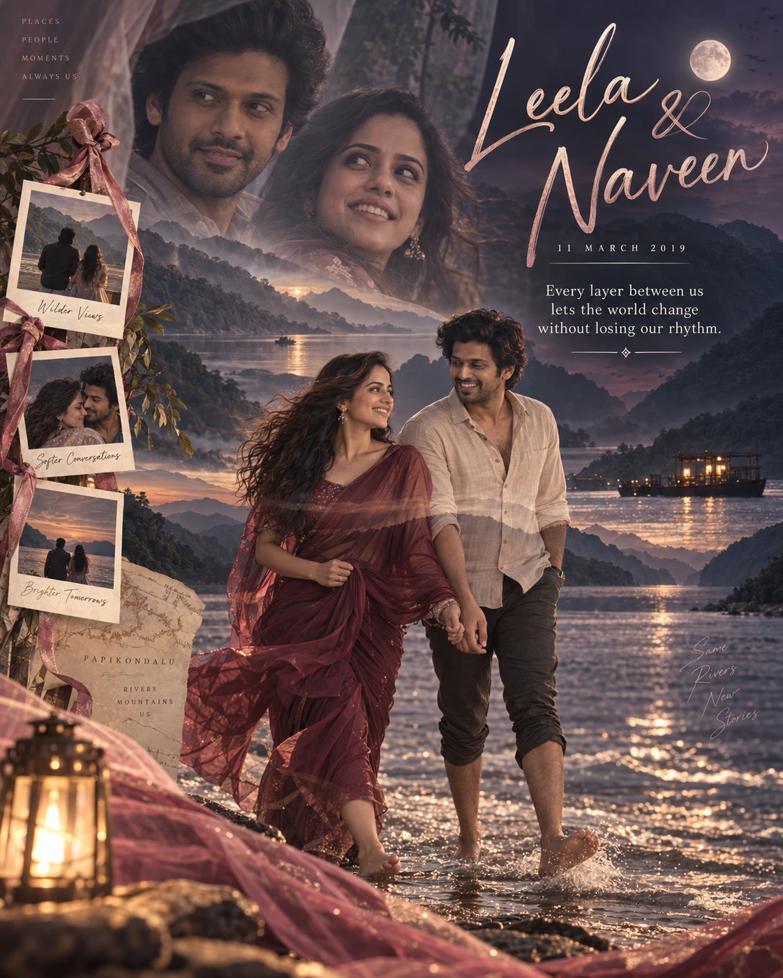 Papikondalu Double Horizon Layered Romance — Anniversary AI poster reference