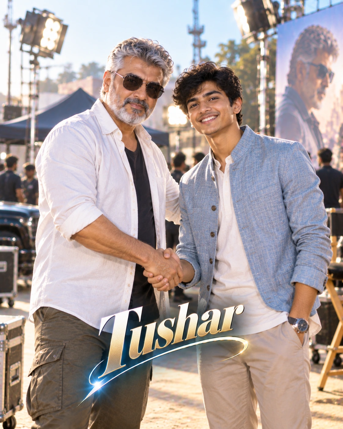 Tushar with Ajith Kumar — High-Key Daylight Clarity Dream Poster — Instagram Posts AI poster reference