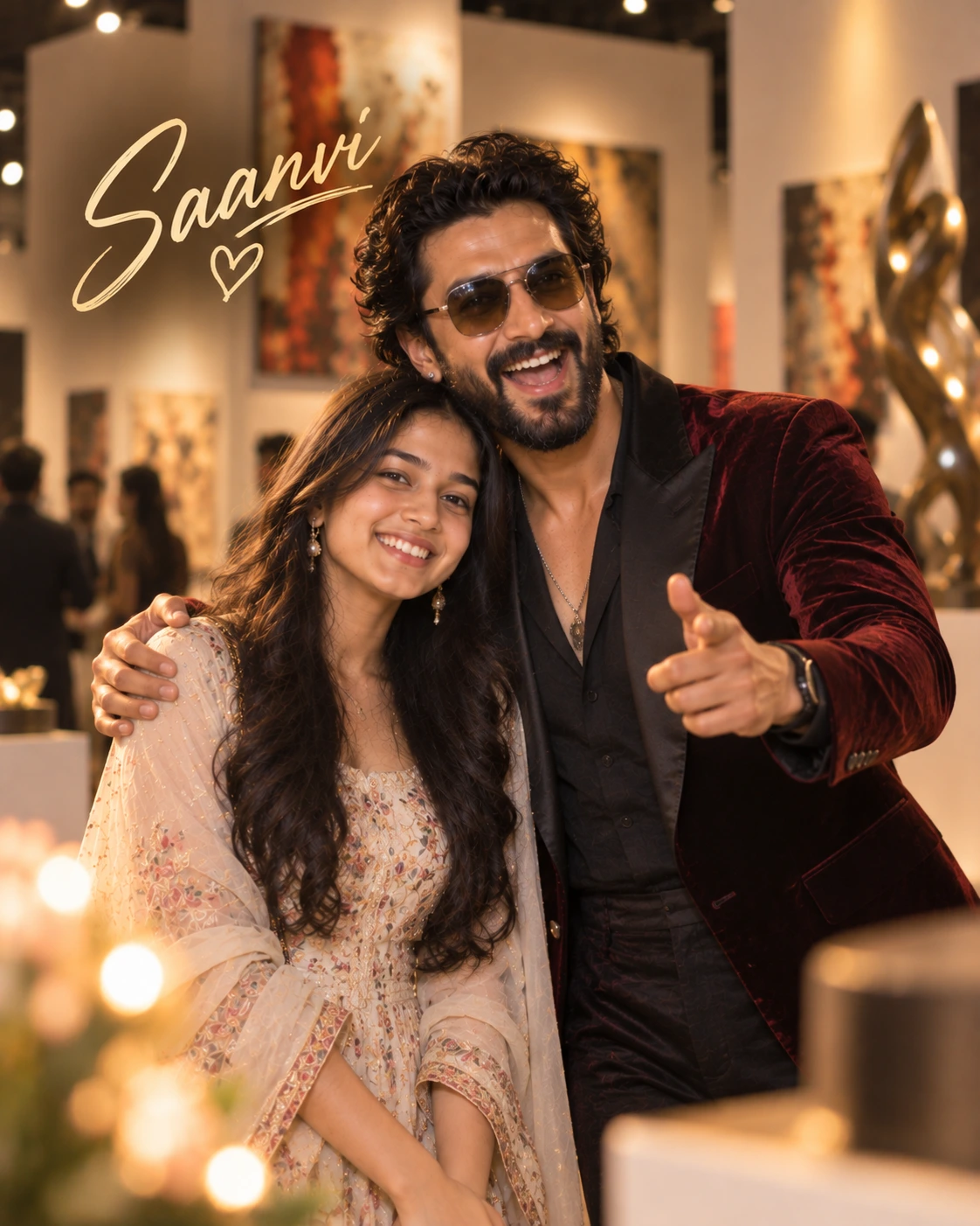 Saanvi with Ranveer Singh — Warm Tungsten Luxury Dream Poster — Instagram Posts AI poster reference