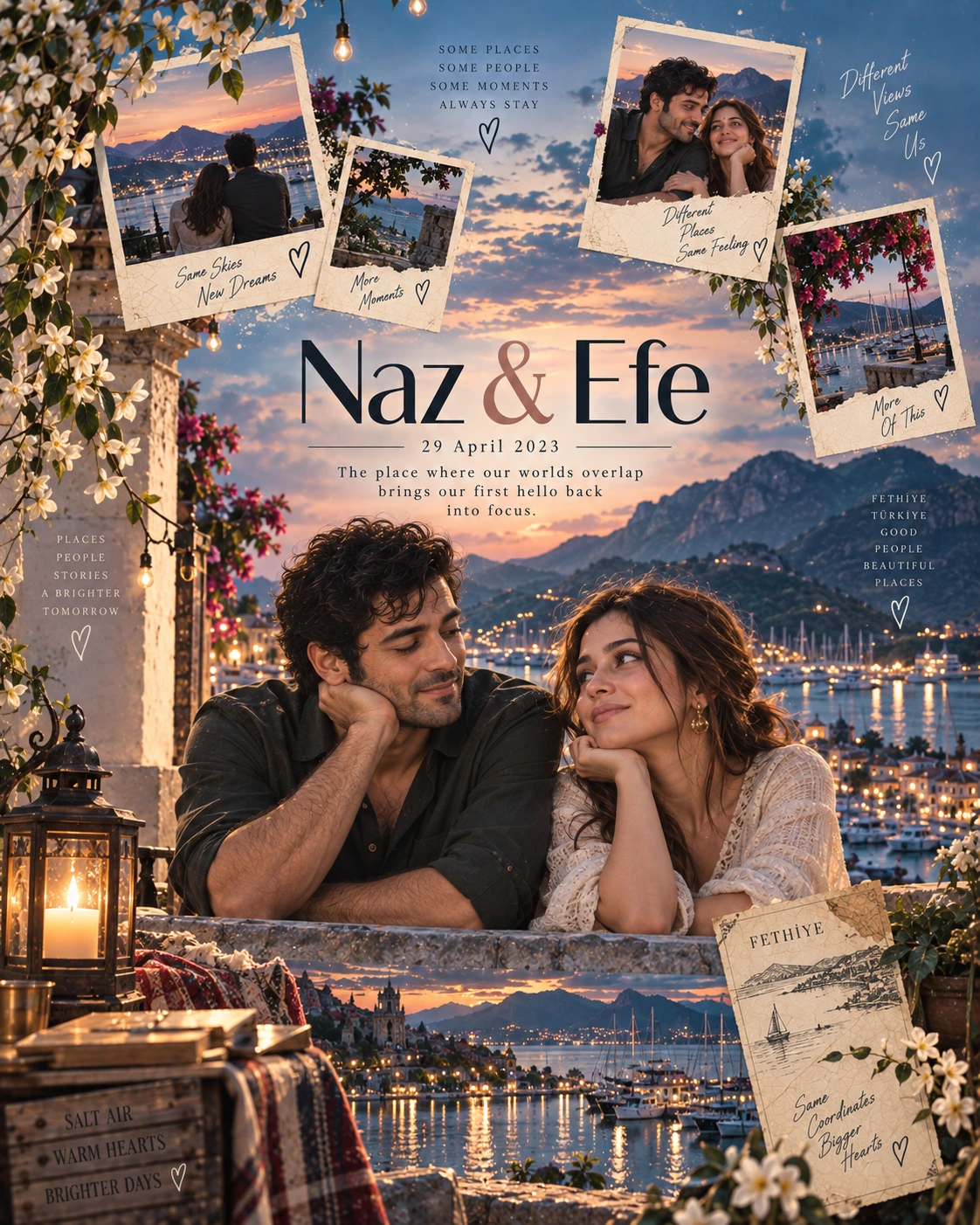 Fethiye Snapshot Constellation Double Exposure — Anniversary AI poster reference
