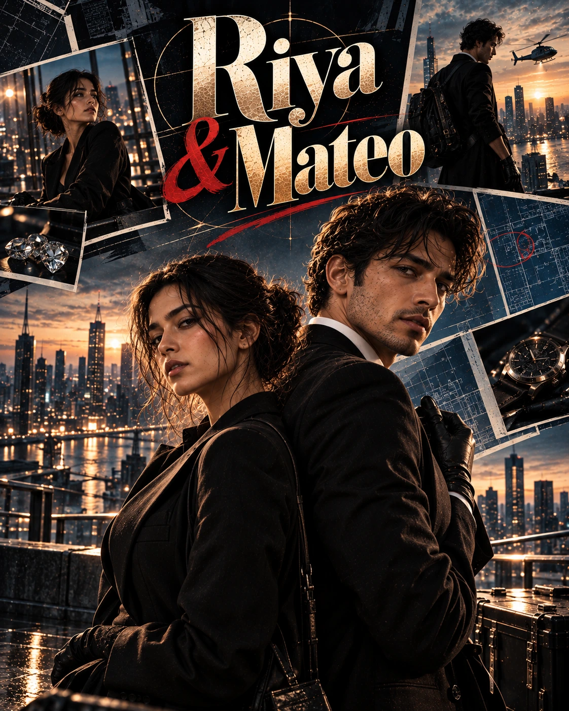 Riya & Mateo — Heist Thriller Layered Memory Instagram Poster — Instagram Posts AI poster reference